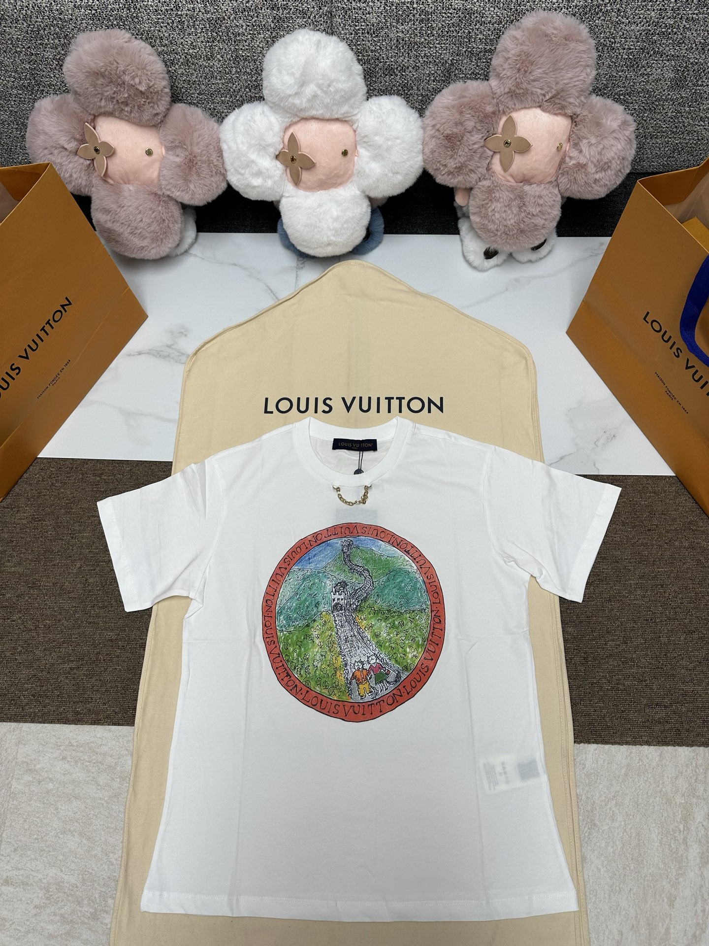 Louis Vuitton Crew Neck T-Shirt with Grace Coddington Travel Print
