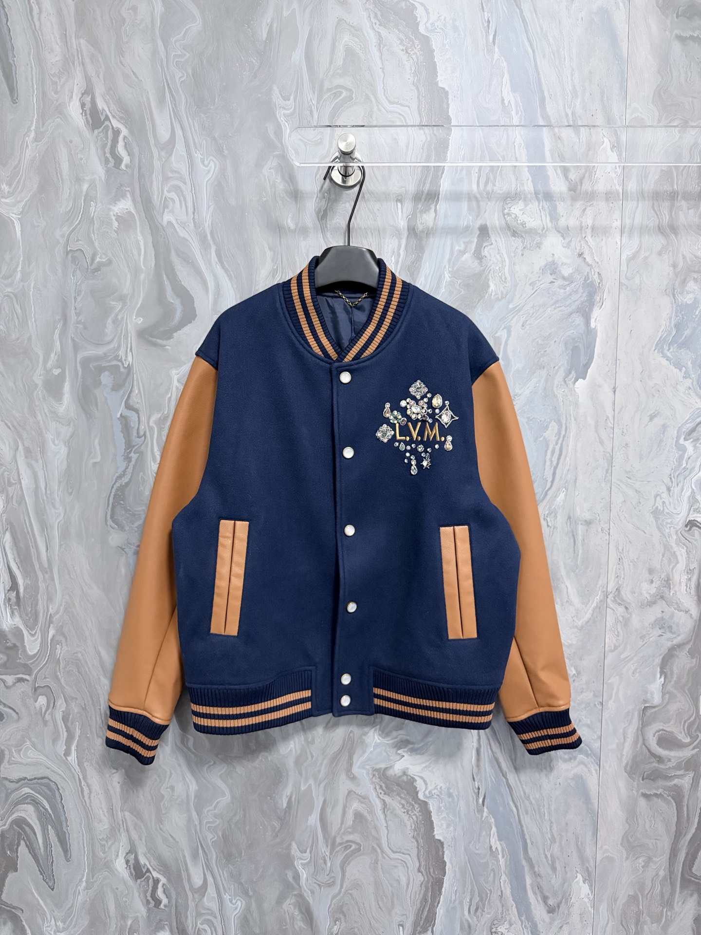 Louis Vuitton Navy Tan Varsity Jacket