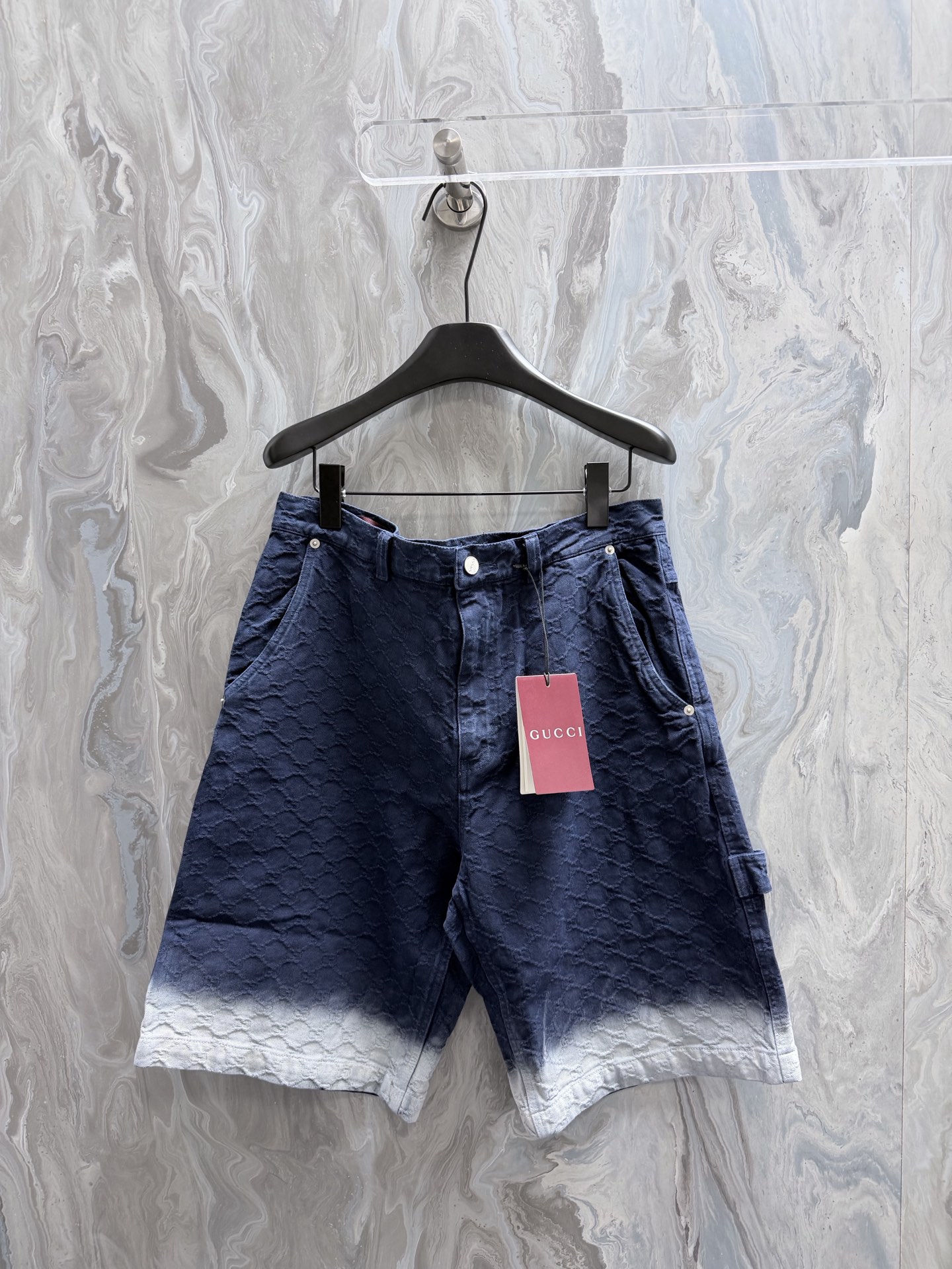 @205 Gucc1 26 primavera/verano nuevos pantalones cortos casuales rectos con estampado, tela jacquard lavada personaliza…