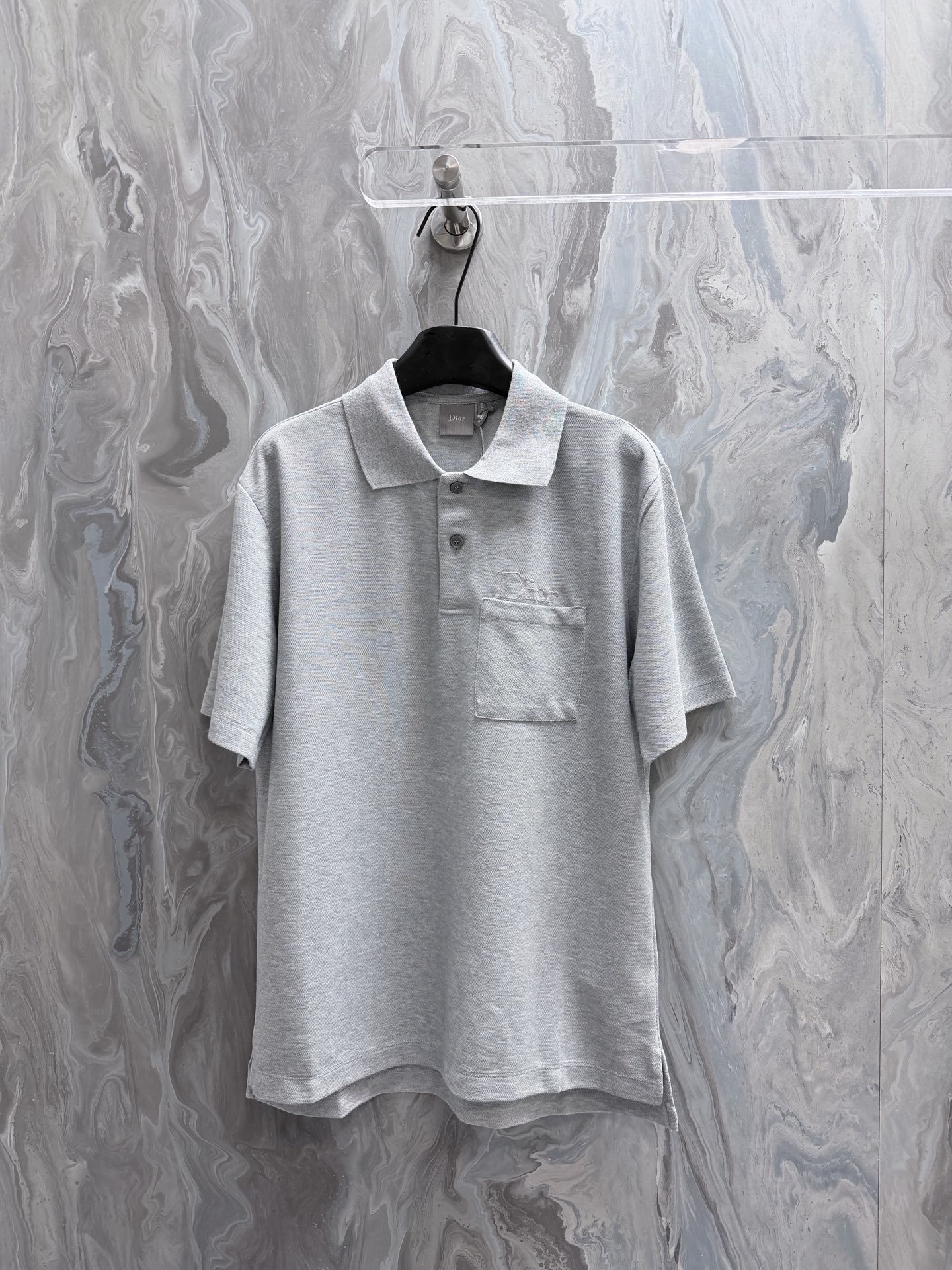 @125Di0r 26 nuevo polo de manga corta de algodón con solapa nueva primavera y verano, tejido de piqué de algodón, decor…