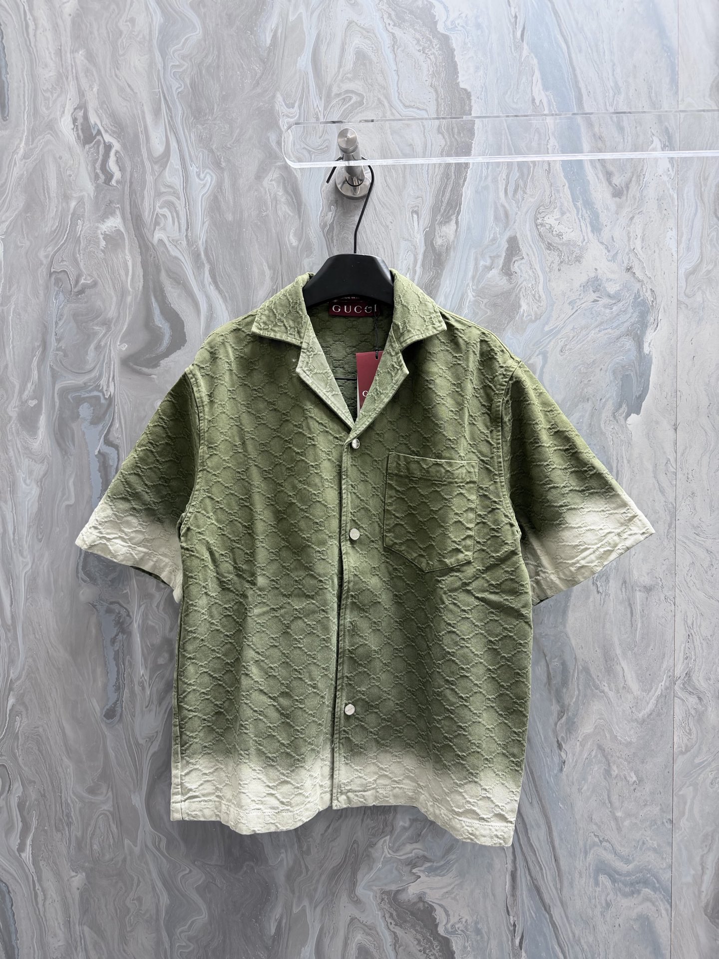 @205Gucc1 Camiseta de manga larga con cuello solapa de la nueva temporada de primavera/verano 26, tela jacquard lavada …