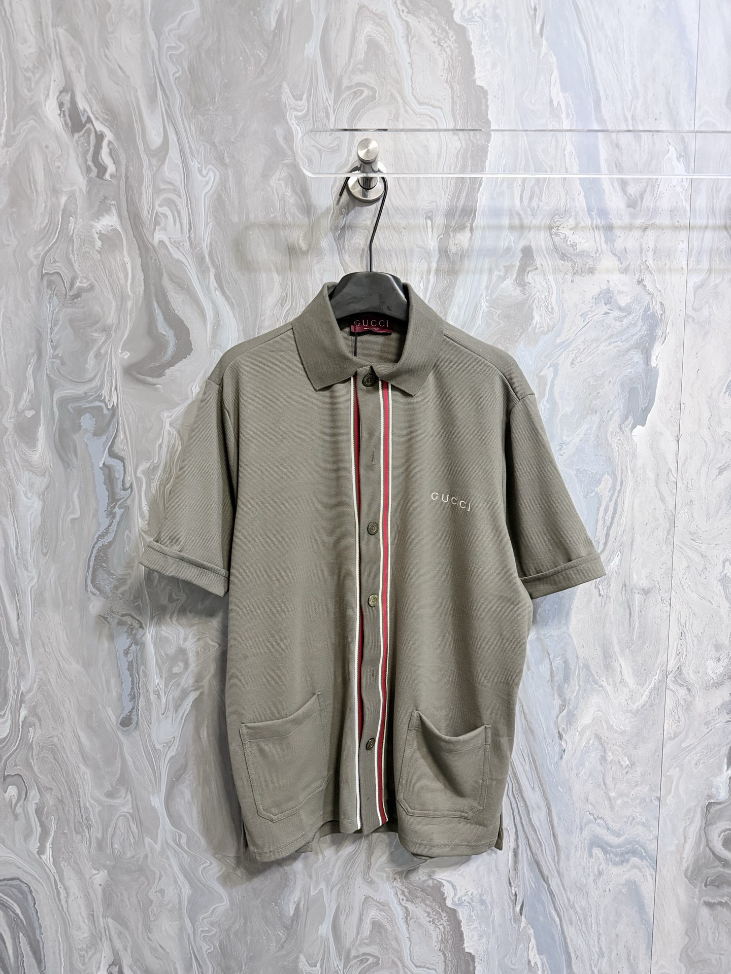 @195 Gucc1 26 nueva colección de principios de otoño, polo de manga corta de algodón con malla y bordado, para hombre, …
