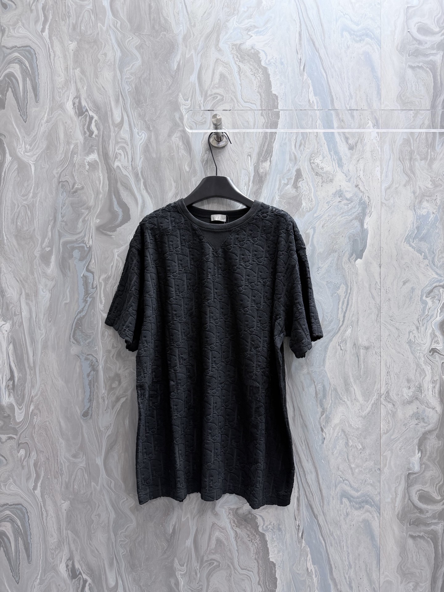 @135Di0r 26 nueva camiseta holgada de tejido de rizo de algodón negro Estampado Oblique Esta camiseta blanca de tejido …