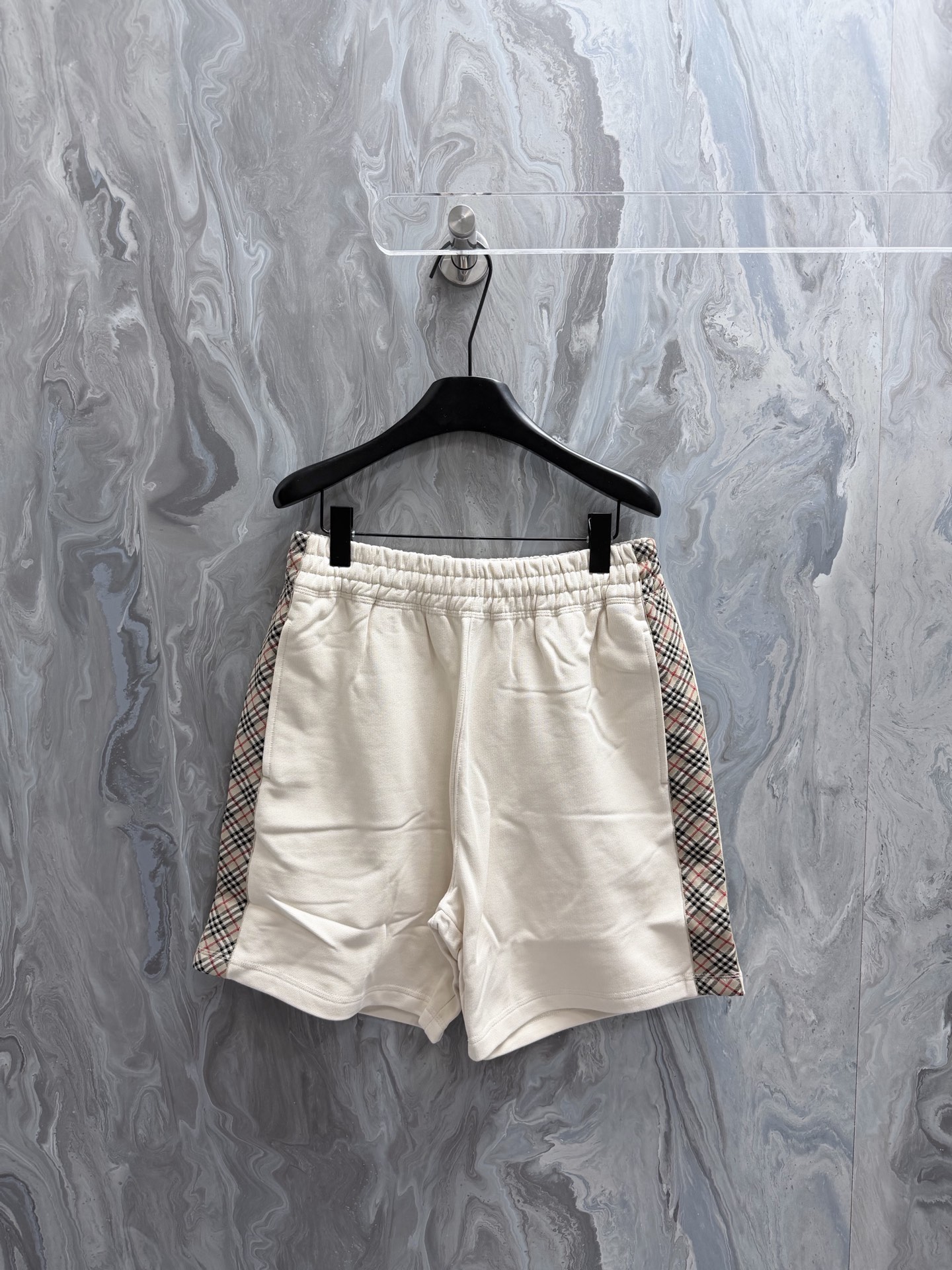 @175Burb@rry 26 nuevos pantalones cortos con cordón, confeccionados con tejido liso de mezcla de algodón, integrados co…