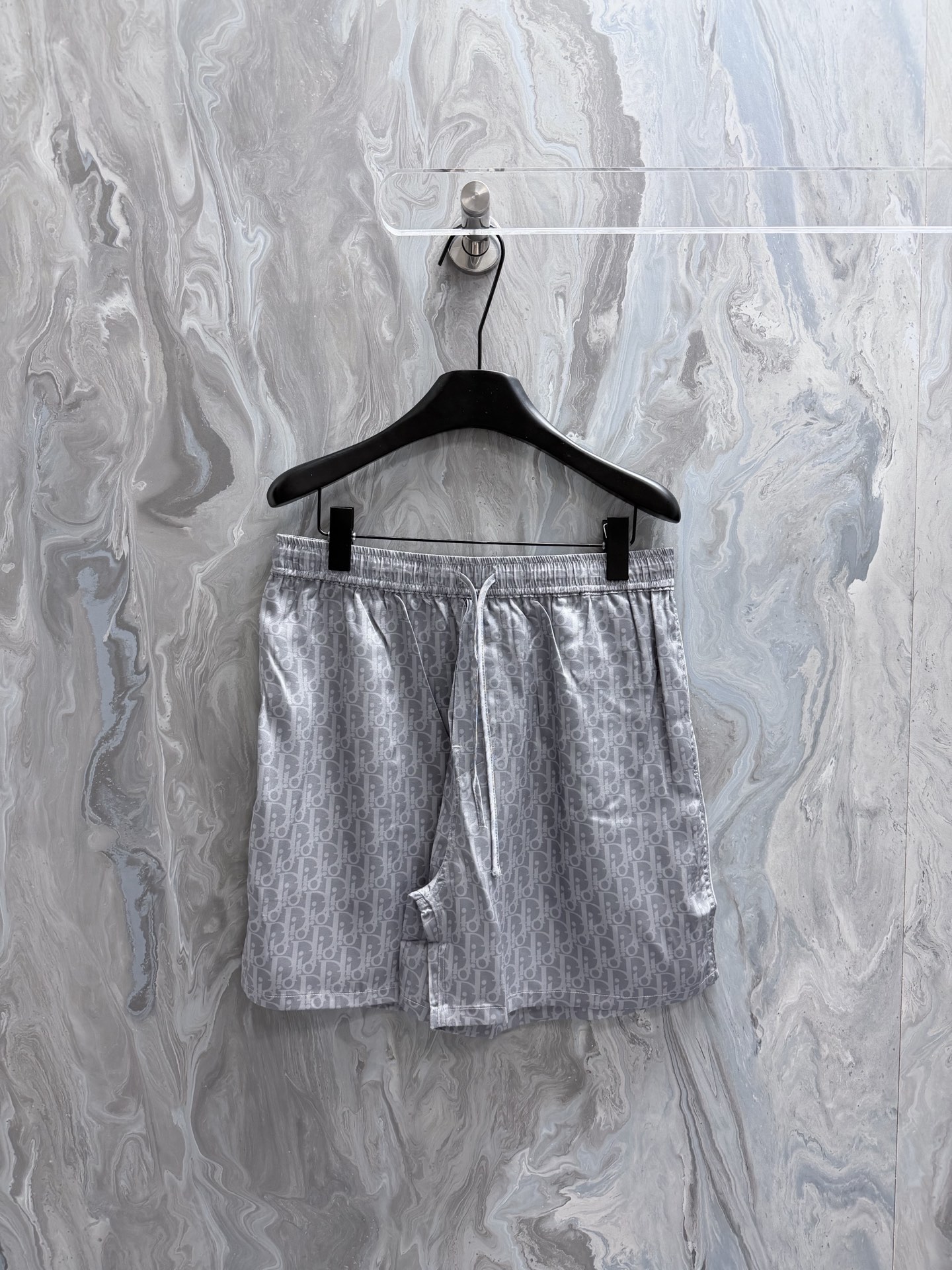 @155Di0r 26 Pantalones cortos casuales con cintura elástica y cordón de sarga de seda con ribetes de colores contrastan…