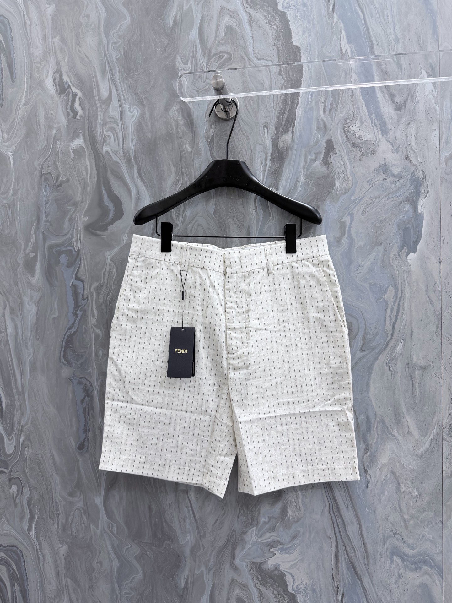 @200Fend1 26 Nuevo estilo, bermudas de lino con costuras y patrón, casuales, para hombre, versión alta. Tallas: S.M.L.X…