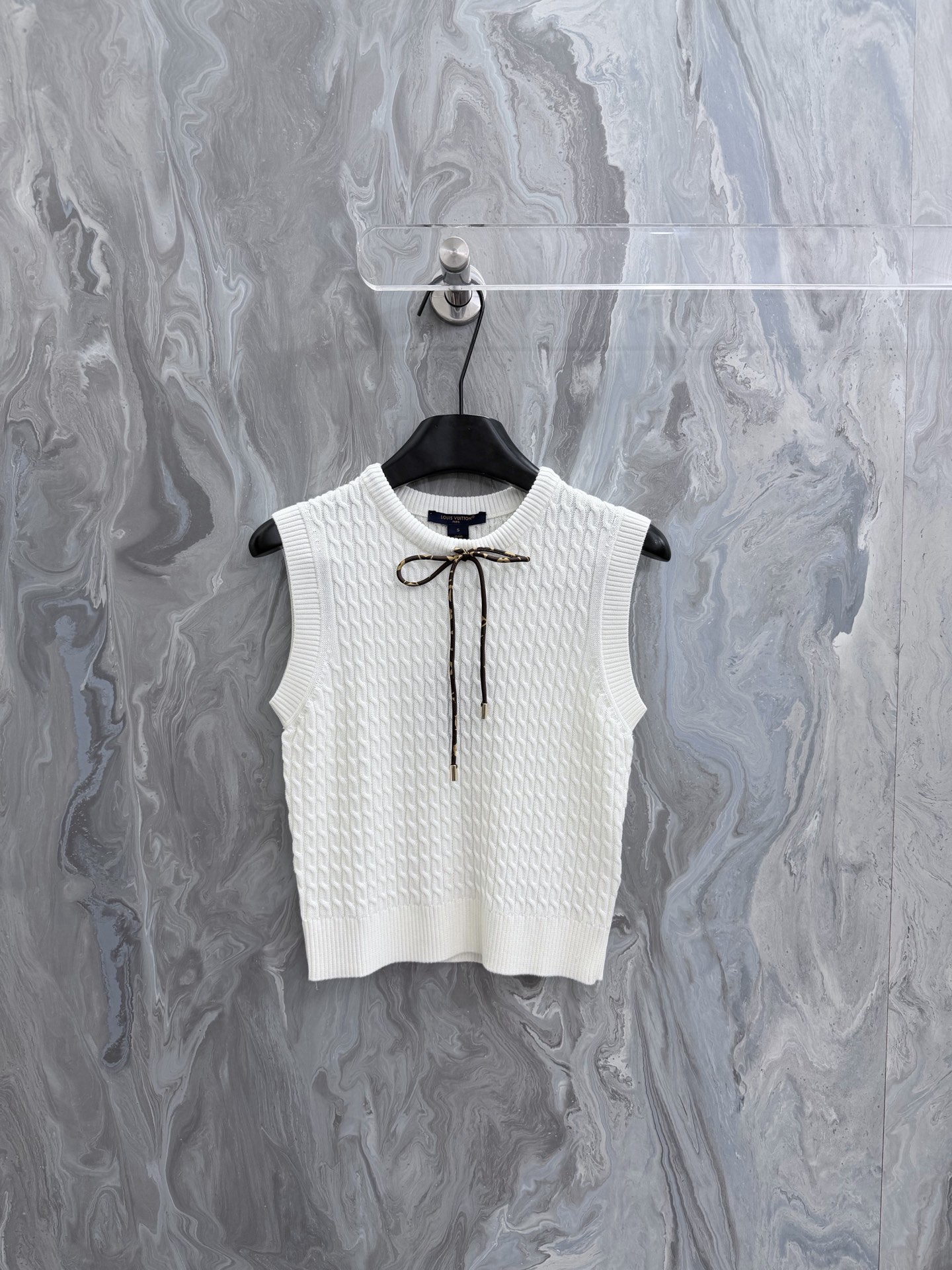 P205 Louis 26 nueva colección Monogram Resort, cárdigan de punto con cordón, liso, sin mangas, mujer. Tallas: S.M.L.