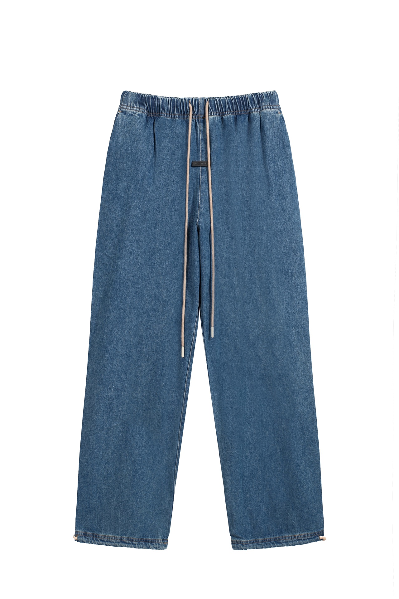 En stock todas las tallas ♥️ 6249#FEAR OF GOD ESSENTIALS Pantalones vaqueros rectos con cordón elástico, azul…