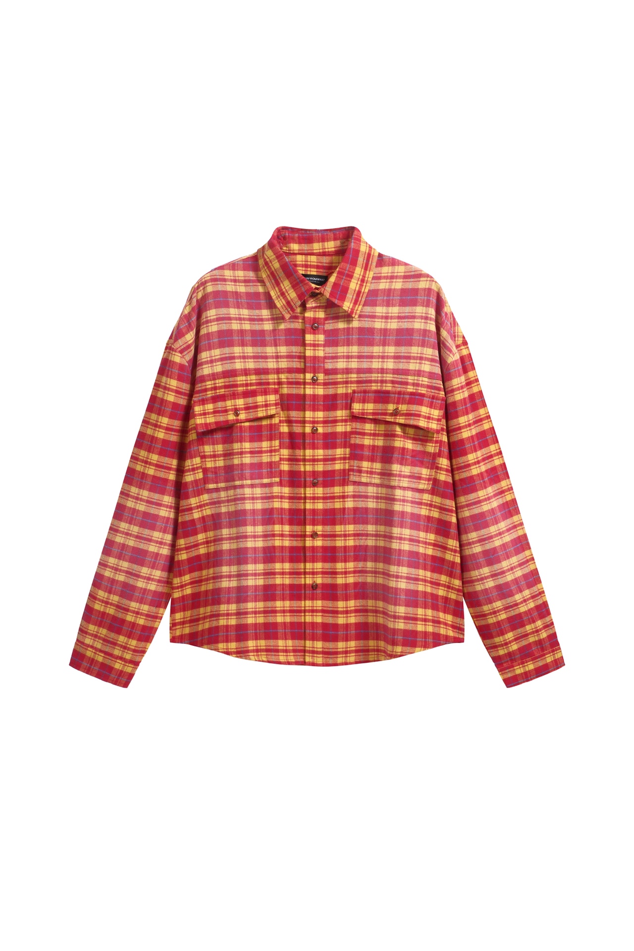 \n新款 格子衬衫 现货齐\nZQ#FAR WASHED FLANNEL SHIRTS 做旧洗水喷墨格子衬衫 红黄格 S-L\n定制加厚色织面料 手工喷墨洗水做旧  ZQ#EEEY