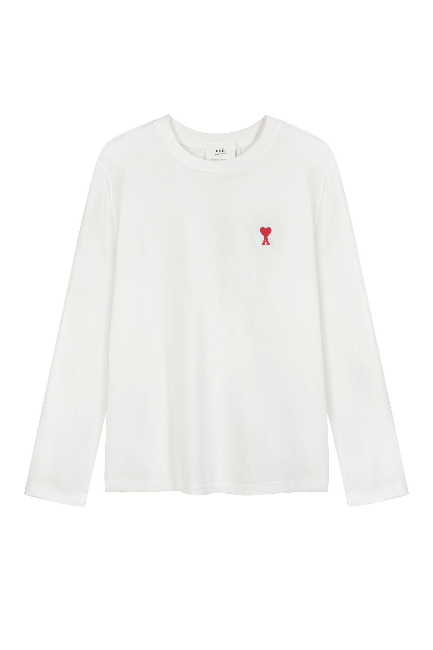 Blanco, en stock 🚨 A9006#AM estilo minimalista francés, camiseta de manga larga con pequeño logo de corazón …