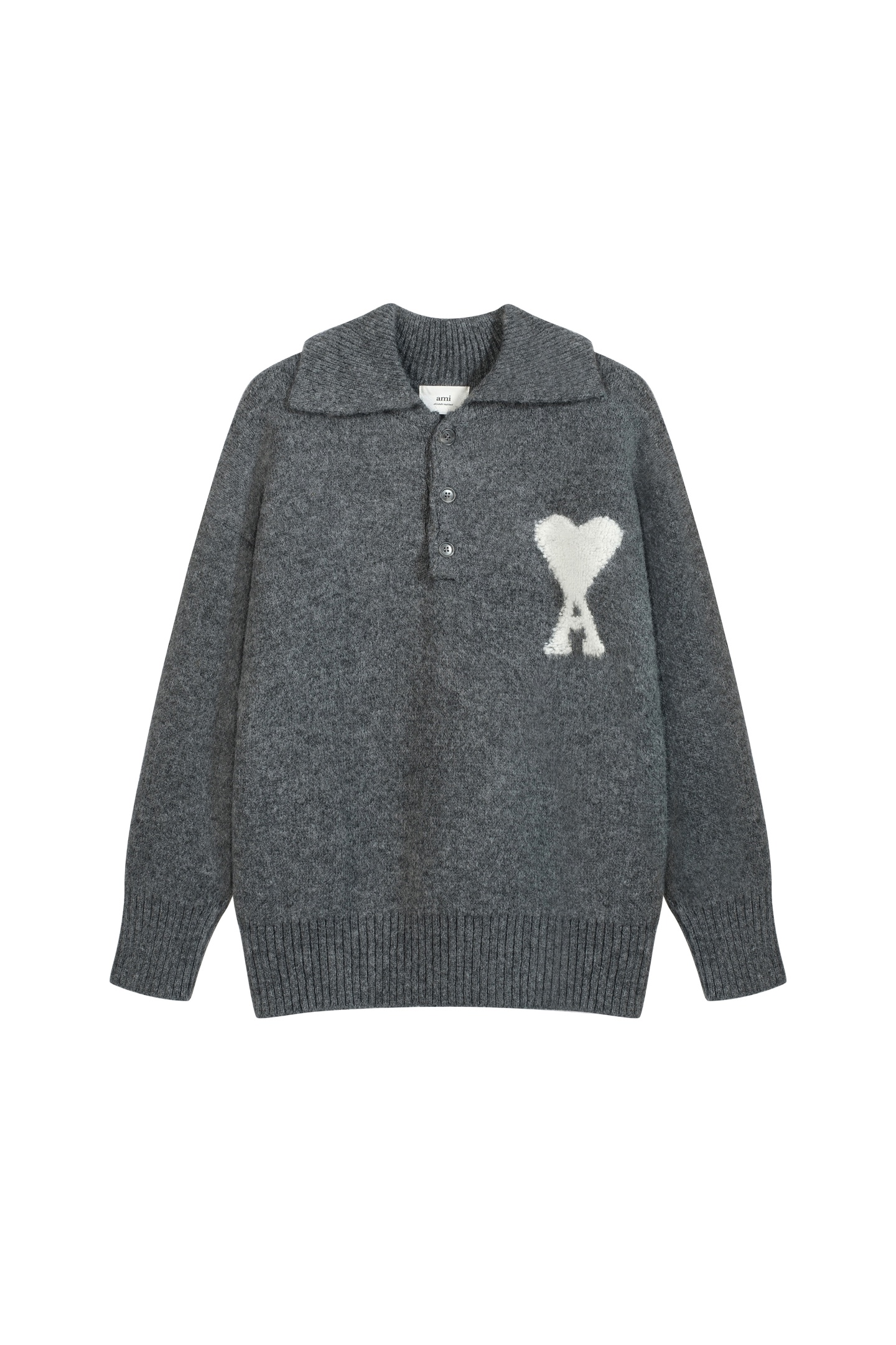 In stock all sizes ❤️‍🔥 A9010#AM French minimalist style heart logo collar sweater, dark gray, sizes S-XL, 25 A9010#26…