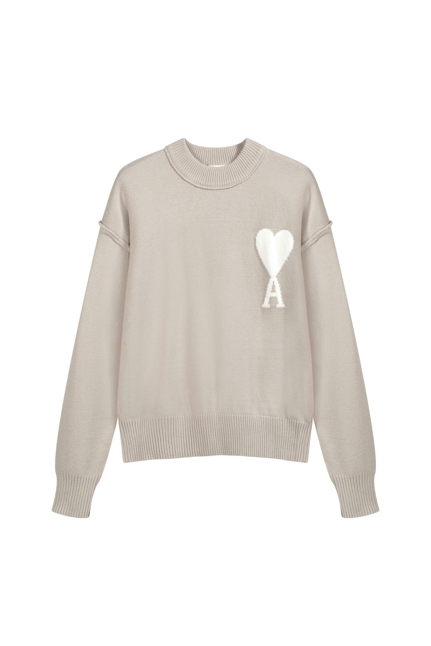 Milk tea color, in stock all sizes 🚨 A9008#AM French minimalist style heart logo reverse stitch crew neck sweater, cam…