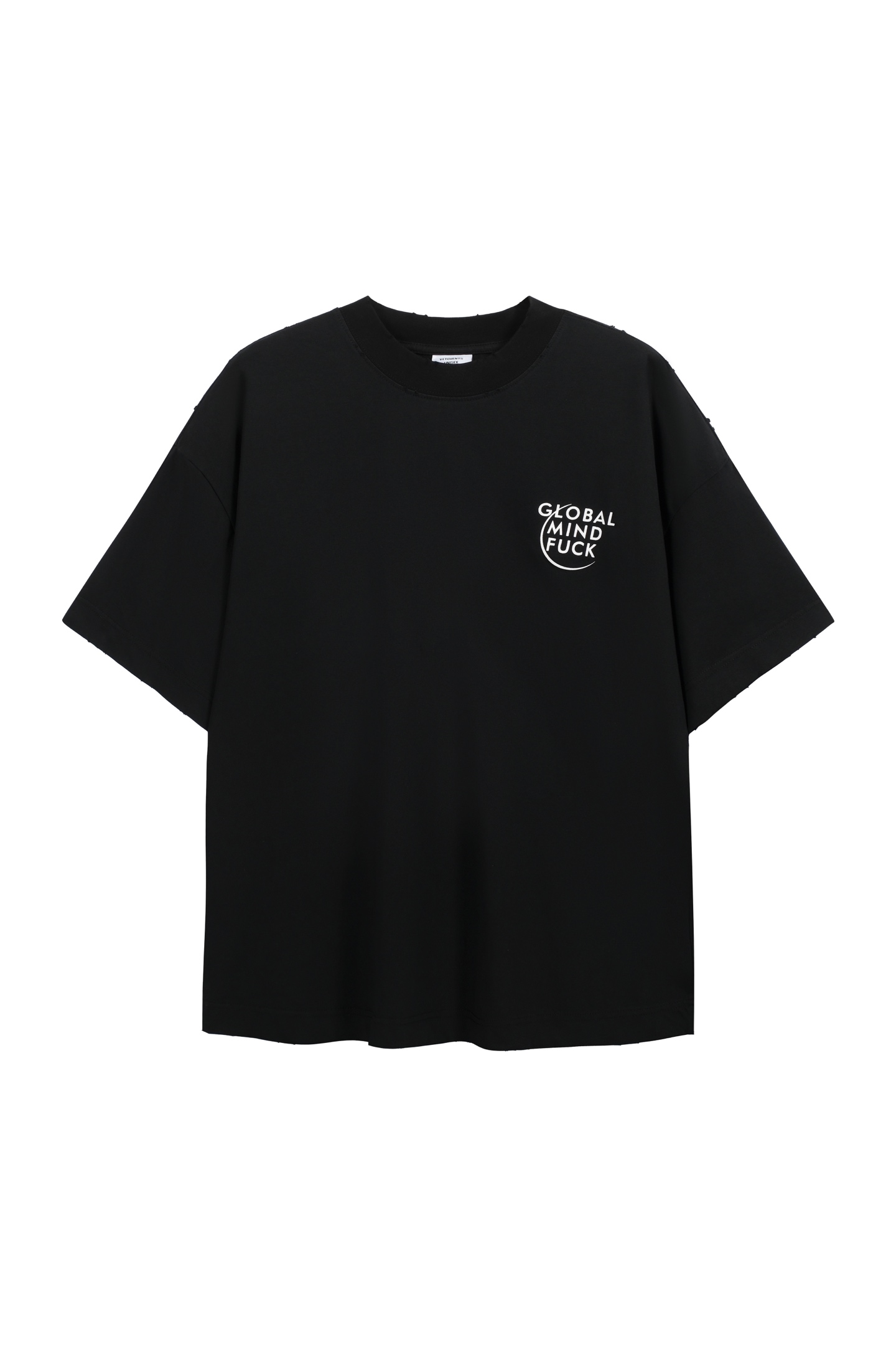 Disponible de inmediato🚨🚨 V5206# Camiseta de manga corta con logo pequeño de eslogan estilo VTM, negro, tal…