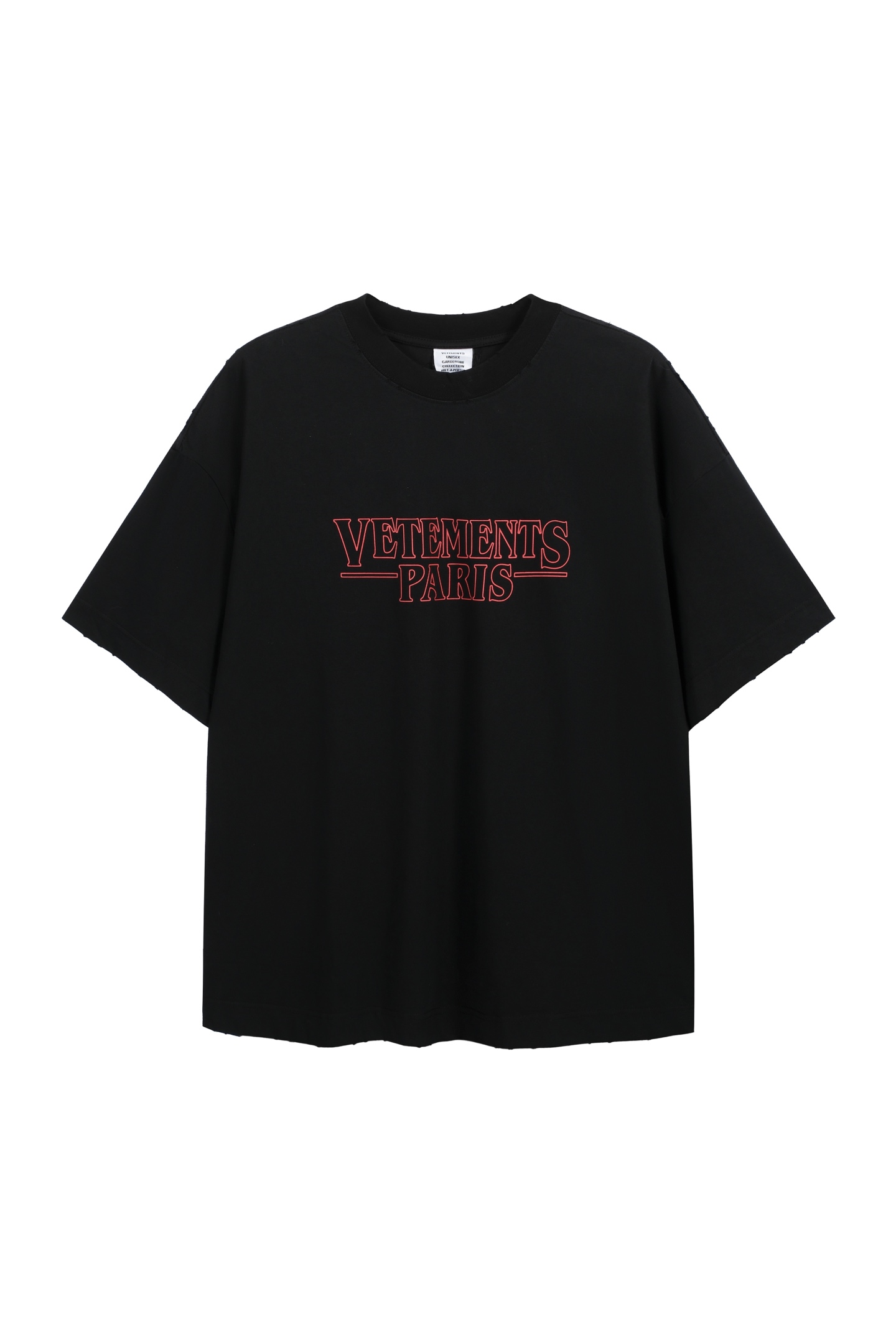 Disponible de inmediato🧨🧨 V5207# Camiseta de manga corta con logo de letras recortadas estilo VTM, negro, t…