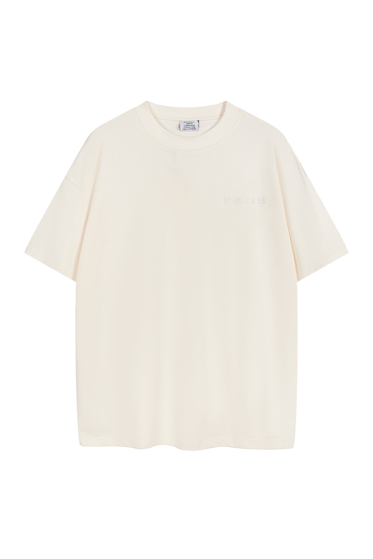 Blanco, stock completo 🧨🧨 V5210# estilo VTM, camiseta de manga corta minimalista de color liso con logo bor…