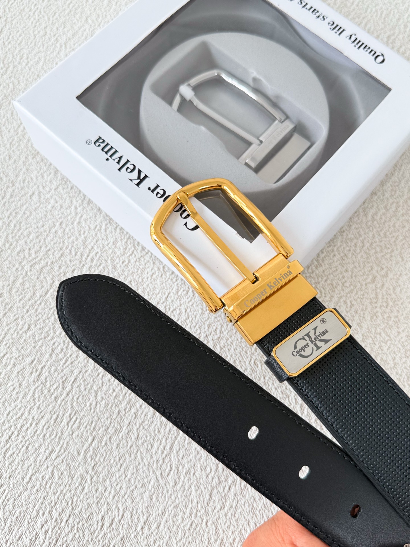 Cooper Kelvina Reversible Leather Belt with Gold Buckle,Adjustable for Men 10 i1746353945172 5280 0 8