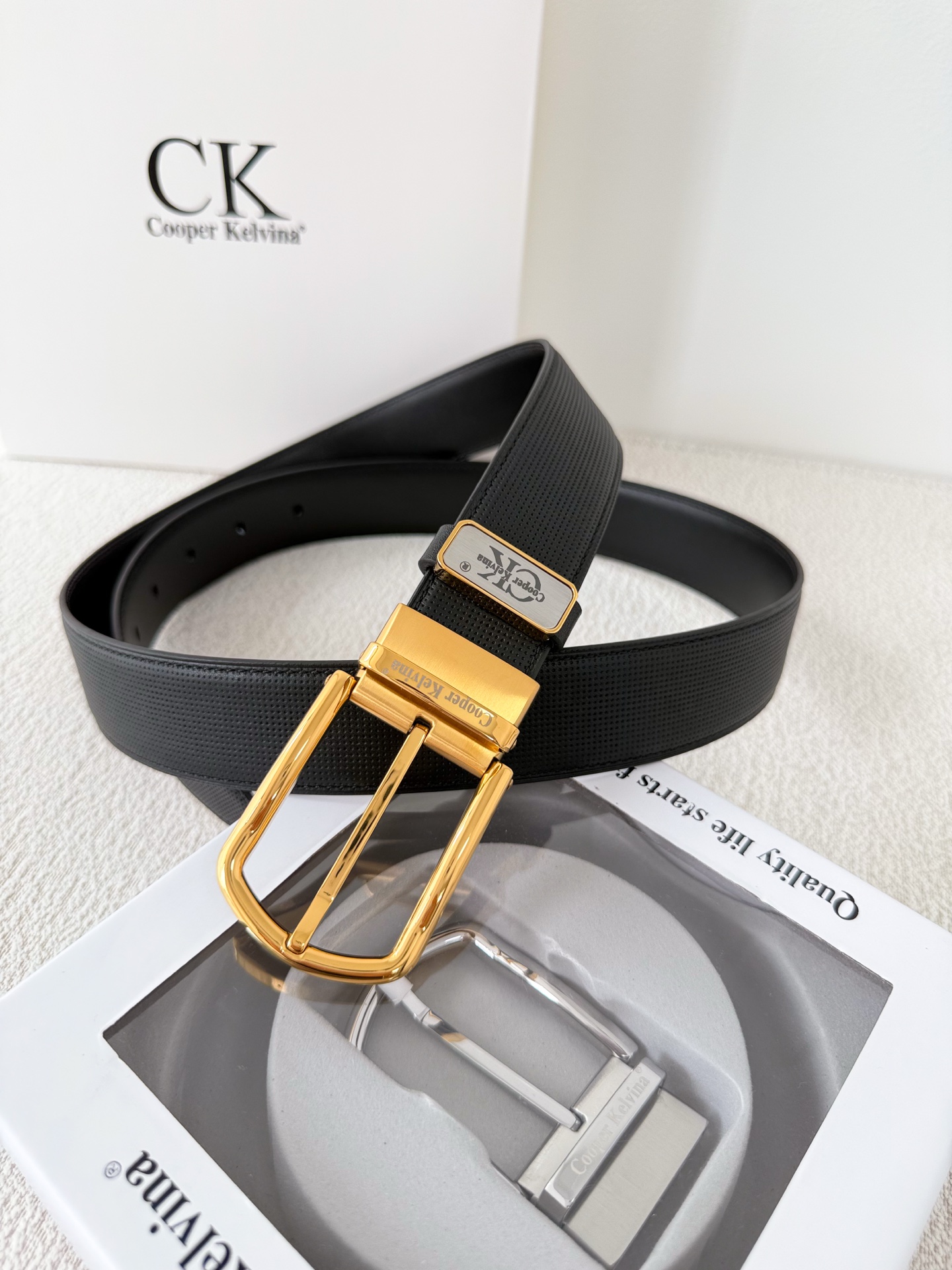 Cooper Kelvina Reversible Leather Belt with Gold Buckle,Adjustable for Men 2 i1746353945172 9543 0 0