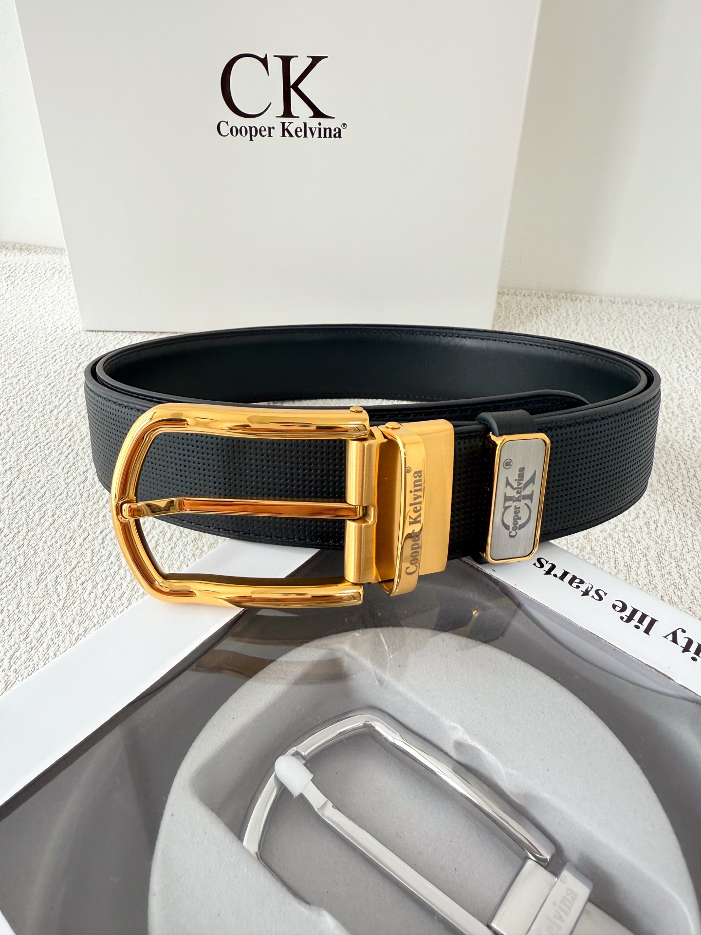 Cooper Kelvina Reversible Leather Belt with Gold Buckle,Adjustable for Men 3 i1746353945172 9815 0 1