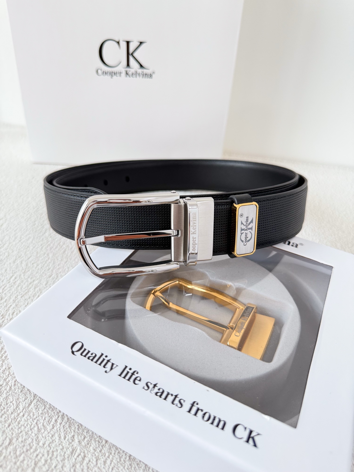 Cooper Kelvina Reversible Leather Belt for Men with Stainless Steel Buckle 3 i1746354031008 6186 0 1
