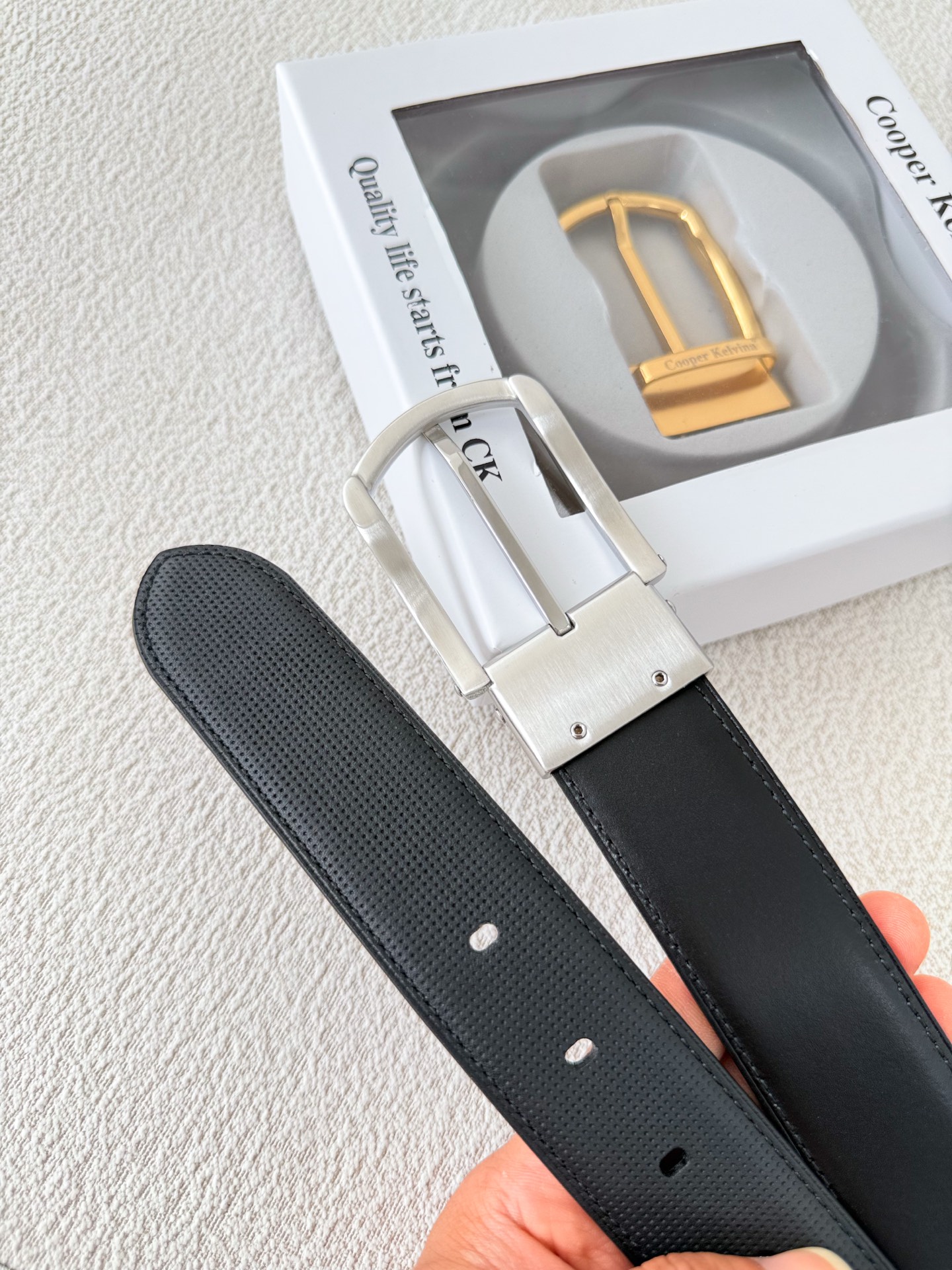 Cooper Kelvina Reversible Leather Belt for Men with Stainless Steel Buckle 9 i1746354034772 7061 0 7