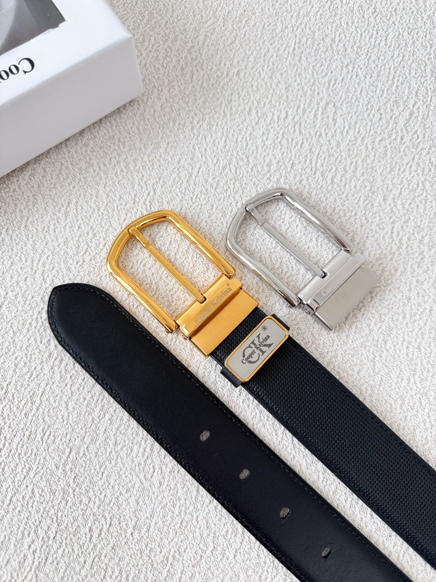 Cooper Kelvina Reversible Leather Belt with Stainless Steel Buckle, 3.5cm Wide 10 i1746354065685 8779 0 8