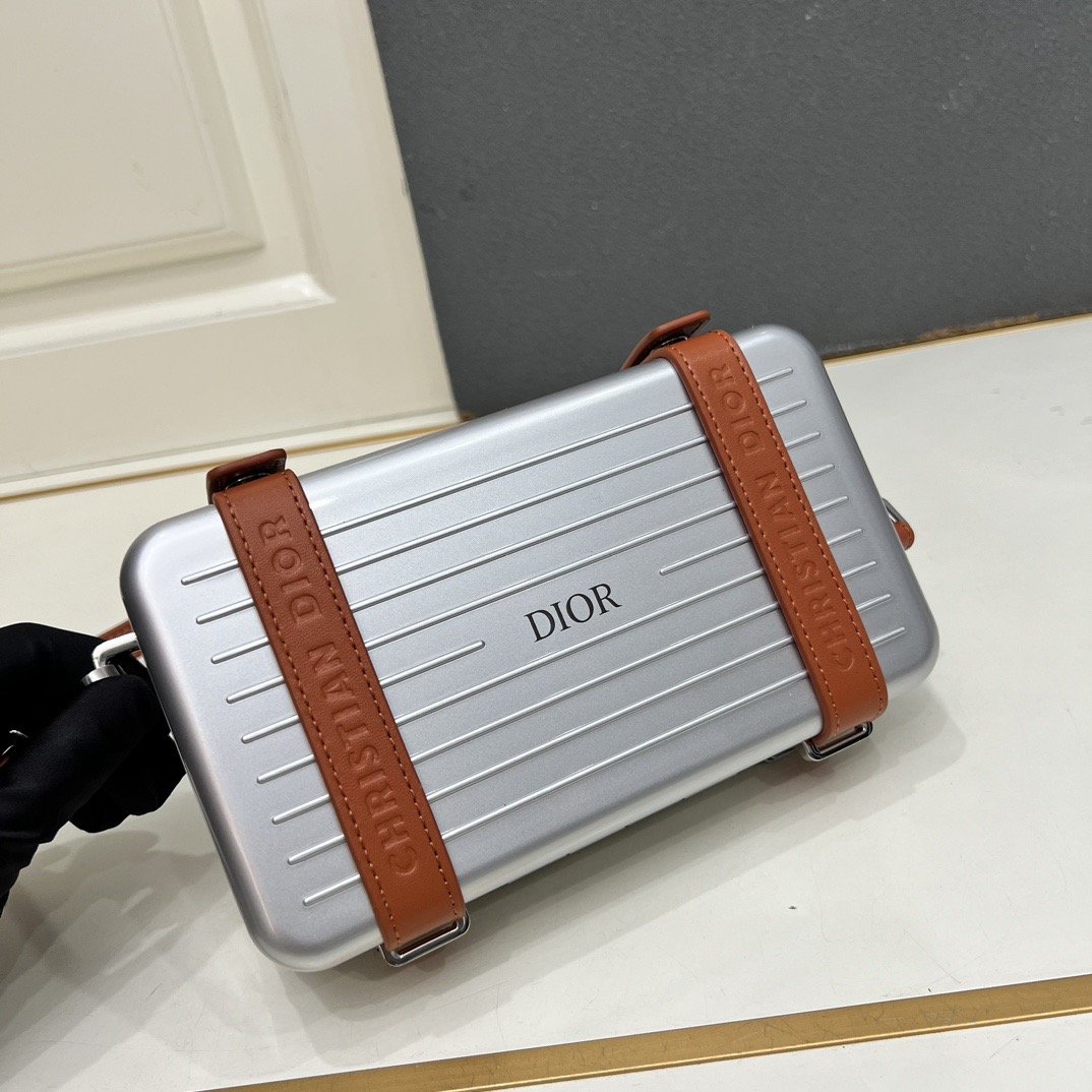 Dior Rimowa Silver and Brown 13x20x6cm crossbody