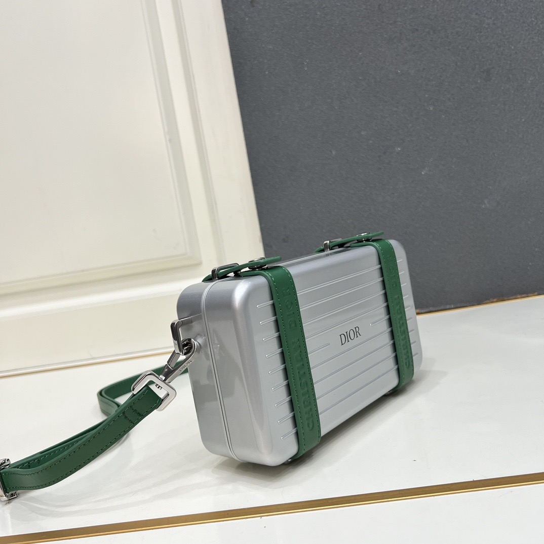 Dior 1A927 Silver Green 13 20 6cm messenger