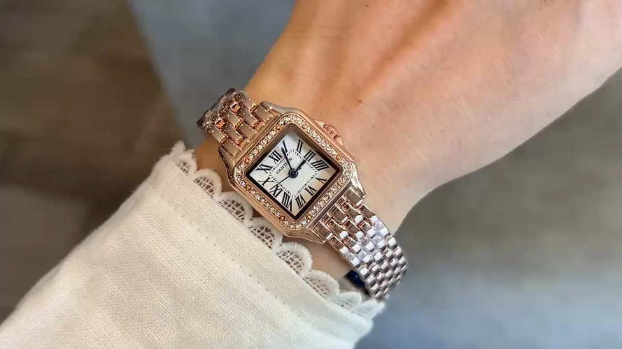 Cartier Panthère Rose Gold Watch with Diamond Bezel - Elegant Timepiece 1 Cartier Panthère Rose Gold Watch with Diamond Bezel - Elegant Timepiece