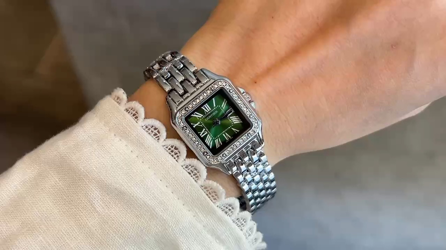 Cartier Panthère de Cartier Watch - Stainless Steel, Green Dial, Diamond Bezel 1 Cartier Panthère de Cartier Watch - Stainless Steel, Green Dial, Diamond Bezel