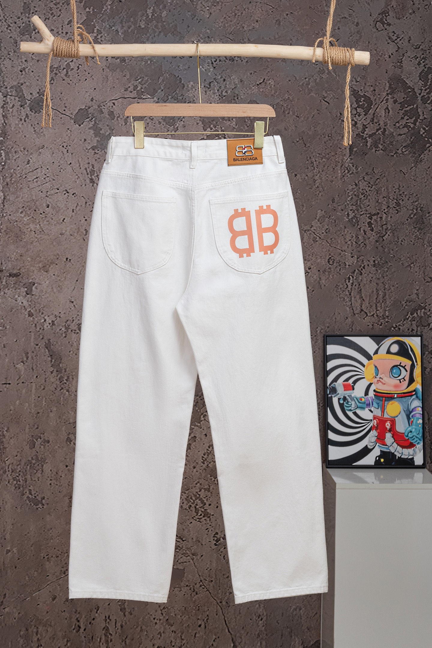 P120 Nº de modelo: 【M2316】 Balenciaga París jeans rectos con bolsillo, logo impreso y cremallera, unisex, calidad de pr…