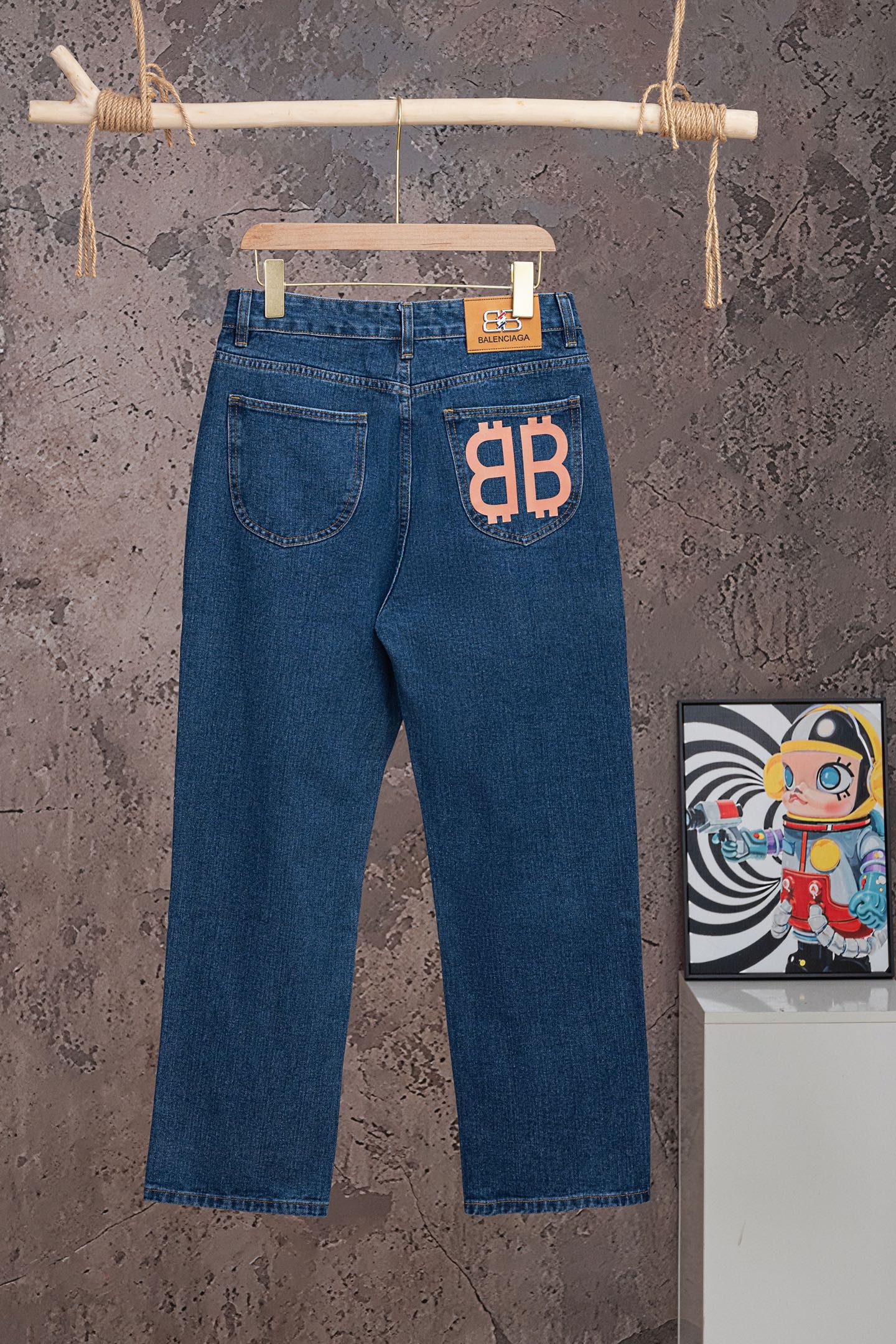 P120 Nº de modelo: 【M2317】 Balenciaga París jeans rectos con bolsillo, logo impreso y cremallera, unisex, calidad de pr…