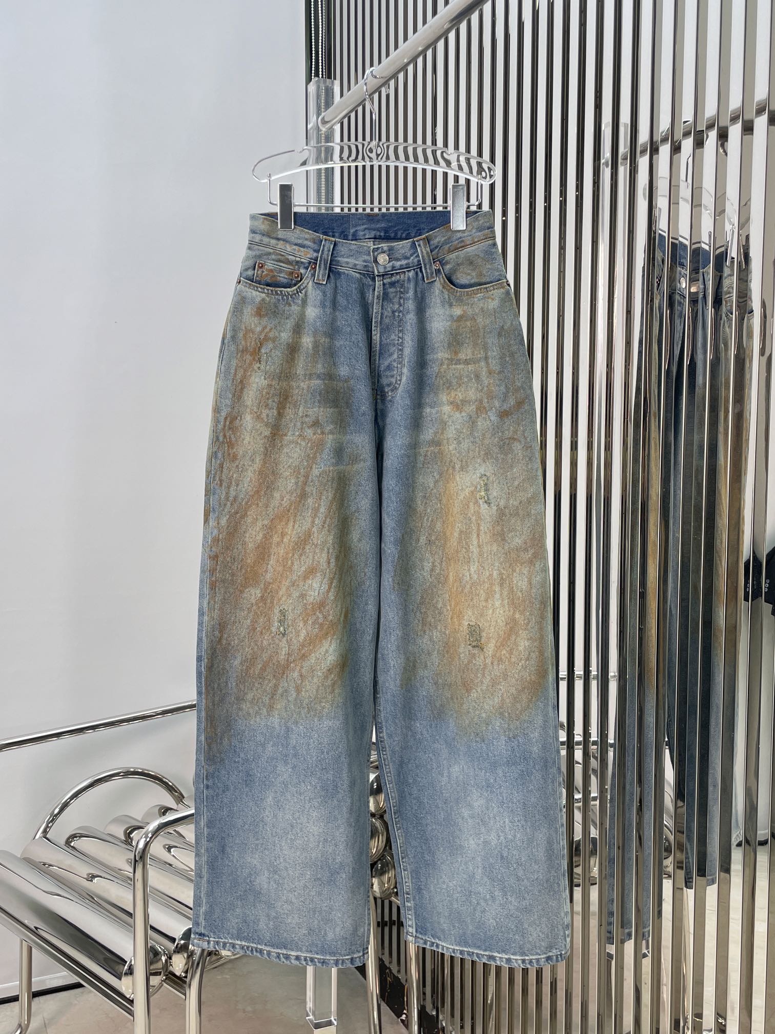 实拍图！最新ACNE 23N 宽松脏脏牛仔裤。尺码:SML。Pzbdbs。