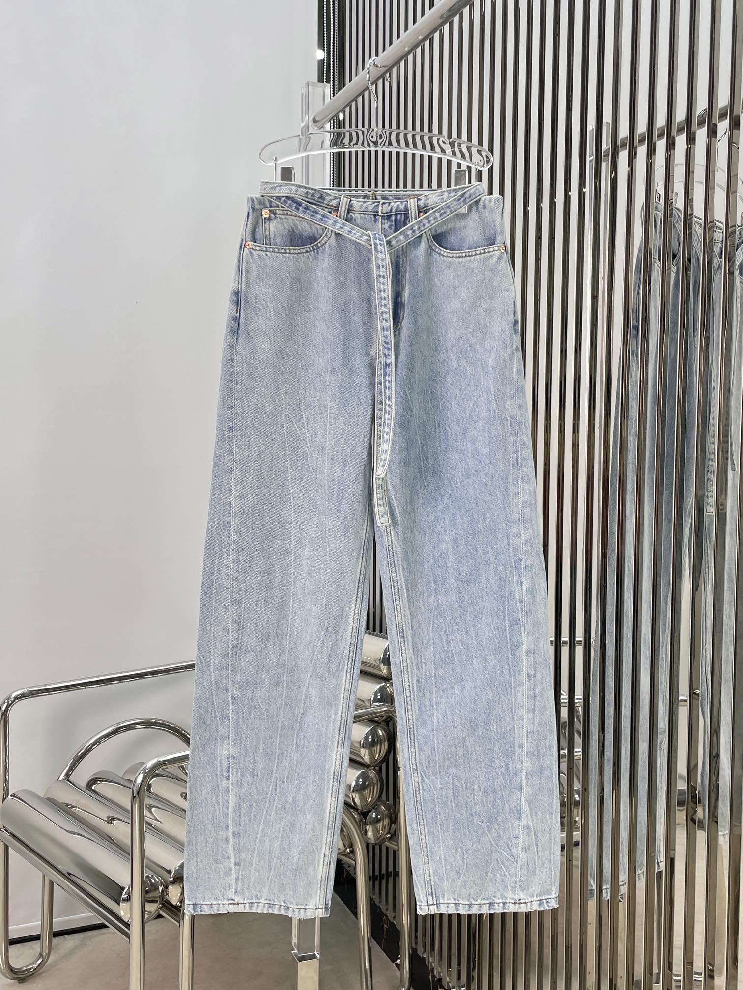 实拍图！最新AW 24N 可拆卸腰带牛仔裤。尺码:SML。Pzldbd。
