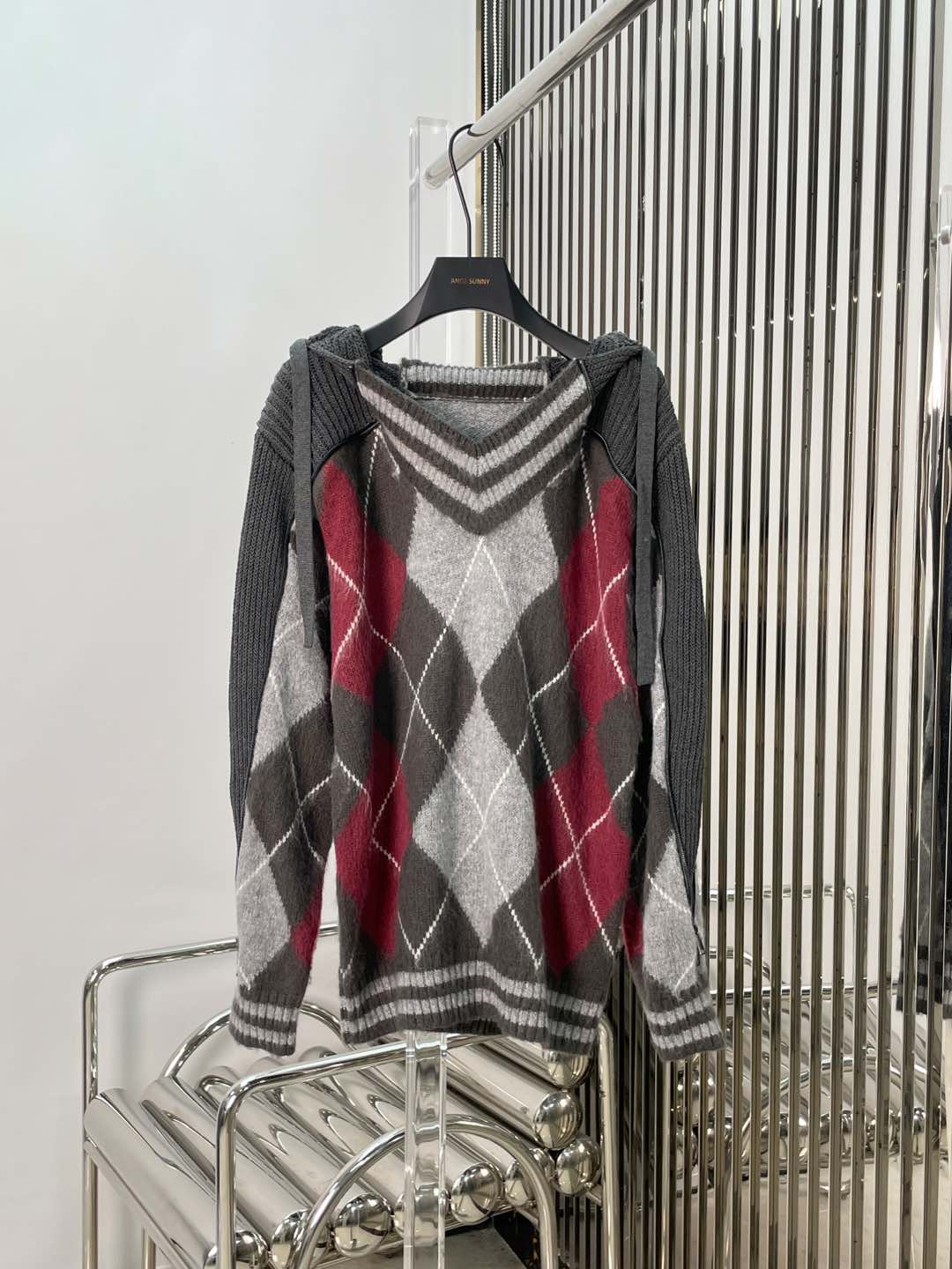 NO:297185,[Love] New [Love]!  Latest Y/P 25NEW Length Jacquard Zip Stitch Hooded Sweater. Size SML., Sweaters, Hats, Alexander wang19860909[爱心]新款[爱心]！最新Y/P 25NEW 领格提花拉链拼接连帽毛衣.尺码SML.,,sweaters,hats,alexander wang,Women's clothing