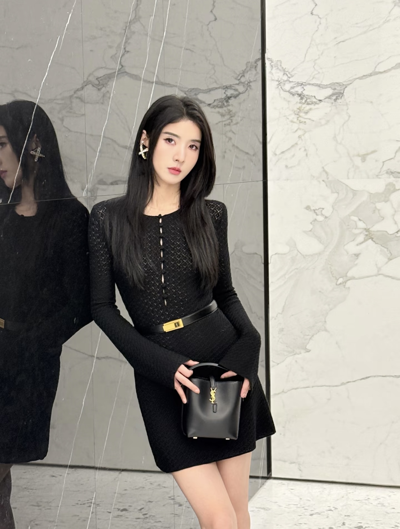 NO:298002,[Love] New [Love]!  Latest SLP 25NEW Hollow Knitted Water Sleeve Dress. Size SML., loro piana, skirts, alexander wang19860909[爱心]新款[爱心]！最新SLP 25NEW 镂空针织水袖连衣裙.尺码SML.,,loro piana,skirts,alexander wang,Women's clothing