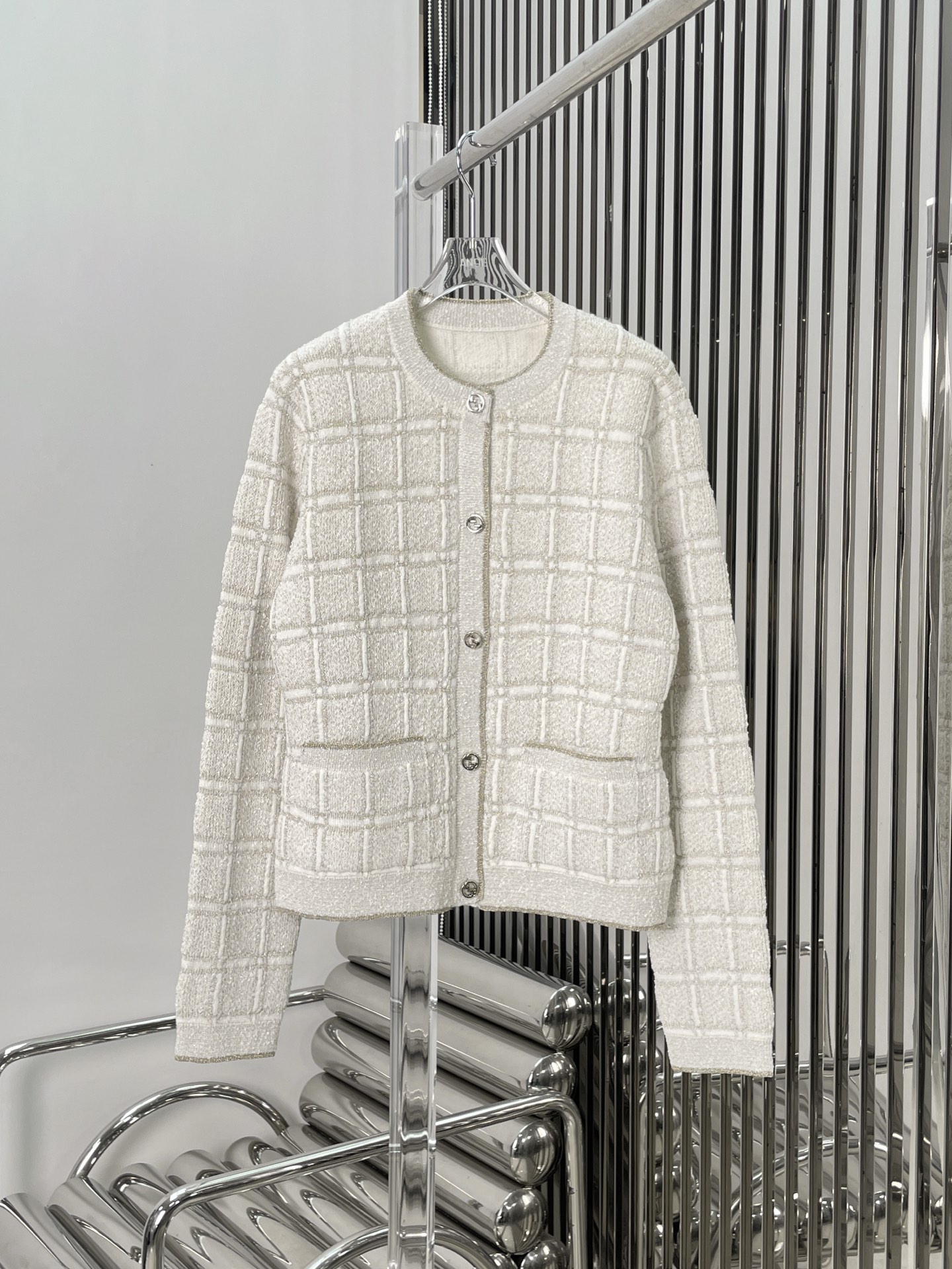 NO:297990,[Love] New [Love]!  Latest GU 25NEW Knitted Check Jacquard Cardigan. Size SML, alexander wang19860909[爱心]新款[爱心]！最新GU 25NEW 针织格纹提花开衫.尺码SML,,alexander wang,Women's clothing