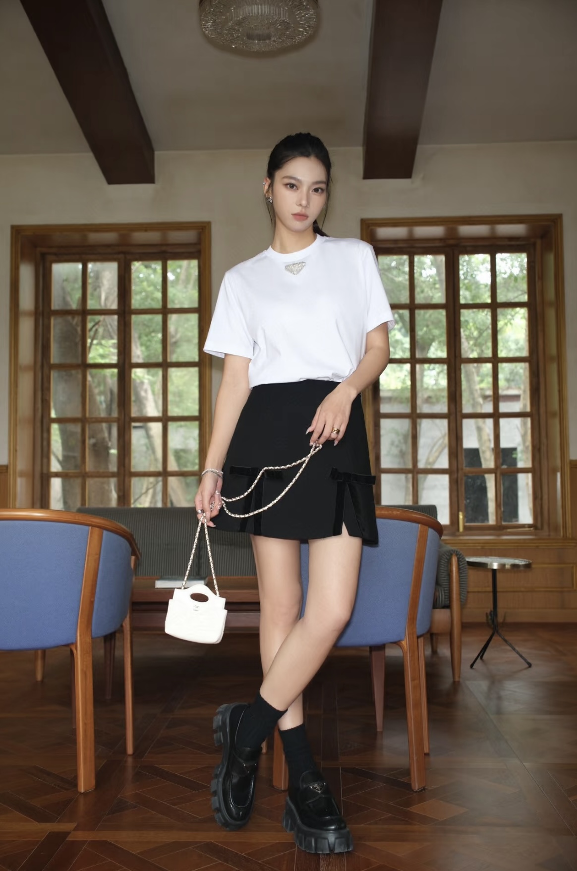 NO:316833,[Love] New [Love]!  Latest PR 25NEW Velvet bow decorative wool A-line skirt. Size SML., skirts, alexander wang19860909[爱心]新款[爱心]！最新PR 25NEW 丝绒蝴蝶结装饰羊毛A字半裙.尺码SML.,,skirts,alexander wang,Women's clothing