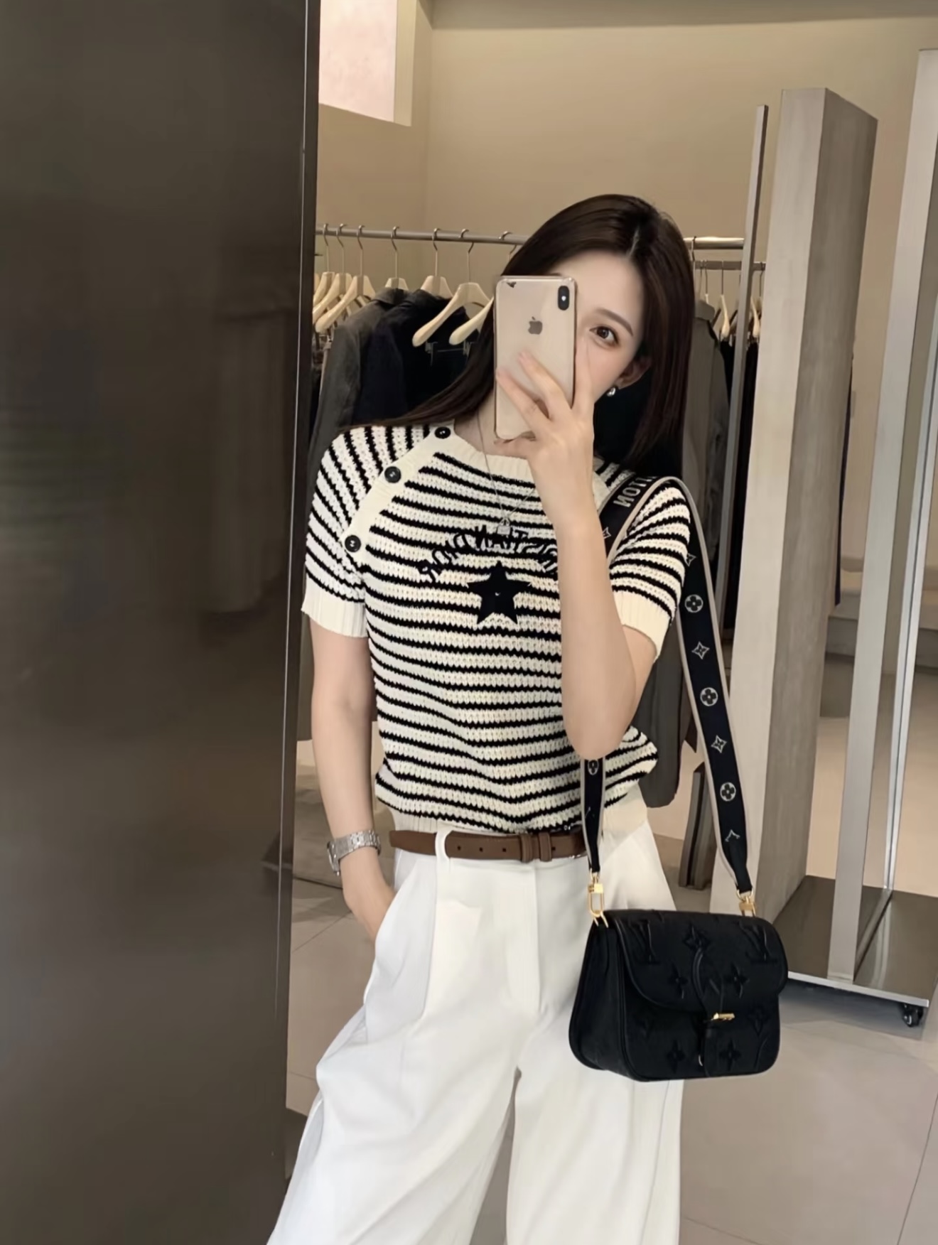 NO:317325,[Love] New [Love]!  Latest D 25NEW Striped Five-pointed Star Short Sleeve Knitted Sweater. Size SML., T-shirt,alexander wang19860909[爱心]新款[爱心]！最新D 25NEW 条纹五角星短袖针织衫.尺码SML.,,T-shirt,alexander wang,Women's clothing