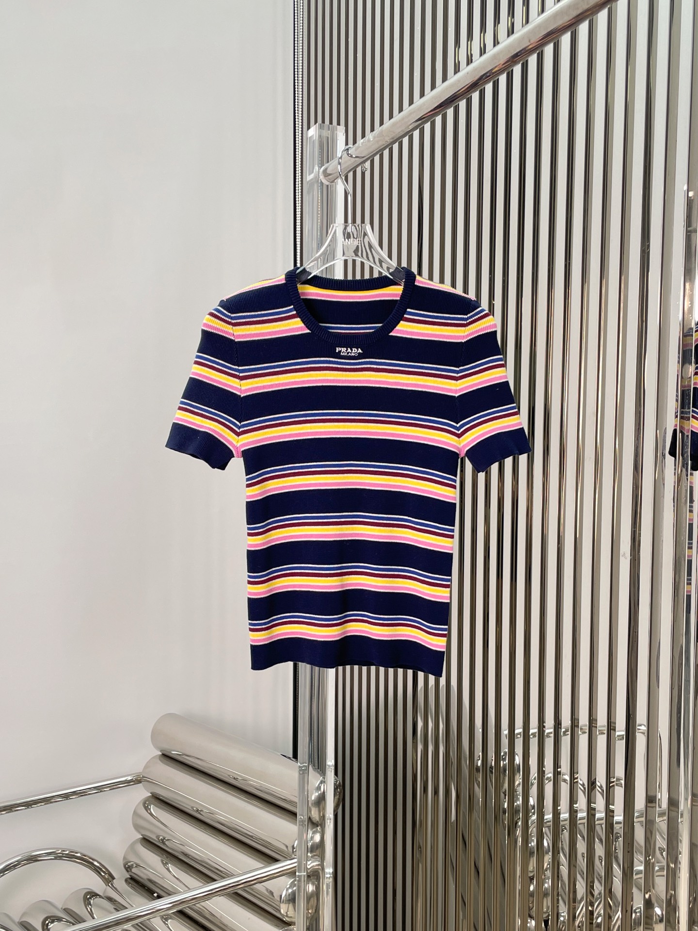 NO:328943,[Love] New [Love]!  Latest PR 25NEW Colored Stripe Knitted Short Sleeve. Size SML., T-shirt,alexander wang19860909[爱心]新款[爱心]！最新PR 25NEW 彩色条纹针织短袖.尺码SML.,,T-shirt,alexander wang,Women's clothing