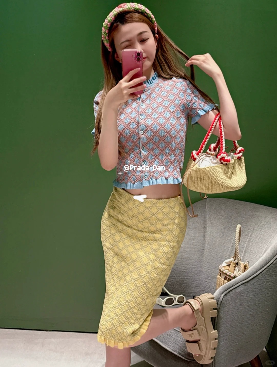 NO:331843,[Love] New [Love]!  Latest PR 25NEW knitted diamond jacquard short-sleeved top   skirt. Size SML.. Skirts, skirts, T-shirt, alexander wang19860909[爱心]新款[爱心]！最新PR 25NEW 针织菱格纹提花短袖上衣 半裙.尺码SML..半裙,,skirts,T-shirt,alexander wang,Women's clothing