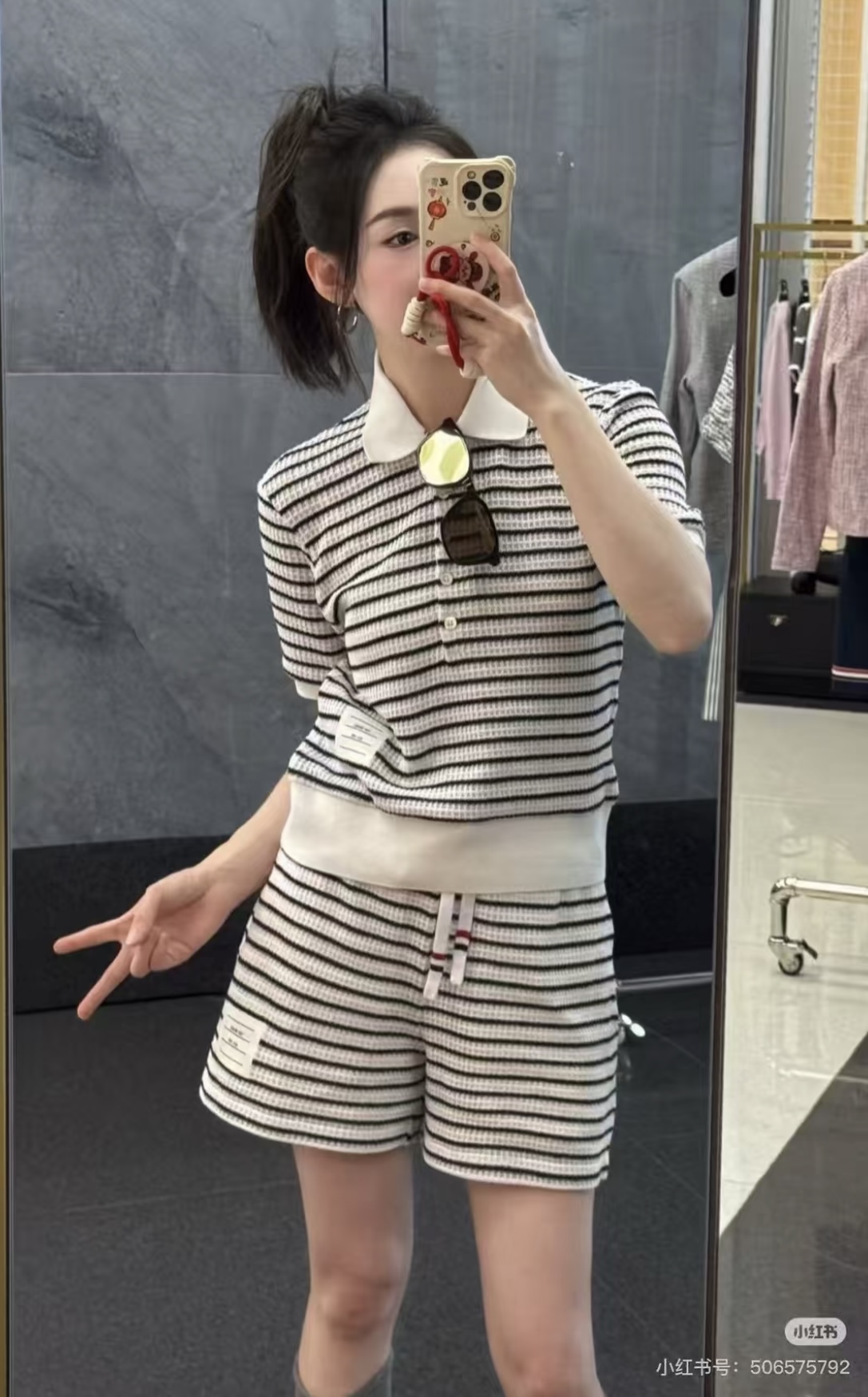 NO:413697,[Love] New [Love]!  Latest TB 25NEW Summer Striped Knitted Short Sleeve POLO+ Shorts.. Size SML Top, shorts, T-shirt, alexander wang19860909[爱心]新款[爱心]！最新TB 25NEW 夏季条纹针织短袖POLO+短裤..尺码SML.上衣,,shorts,T-shirt,alexander wang,Women's clothing