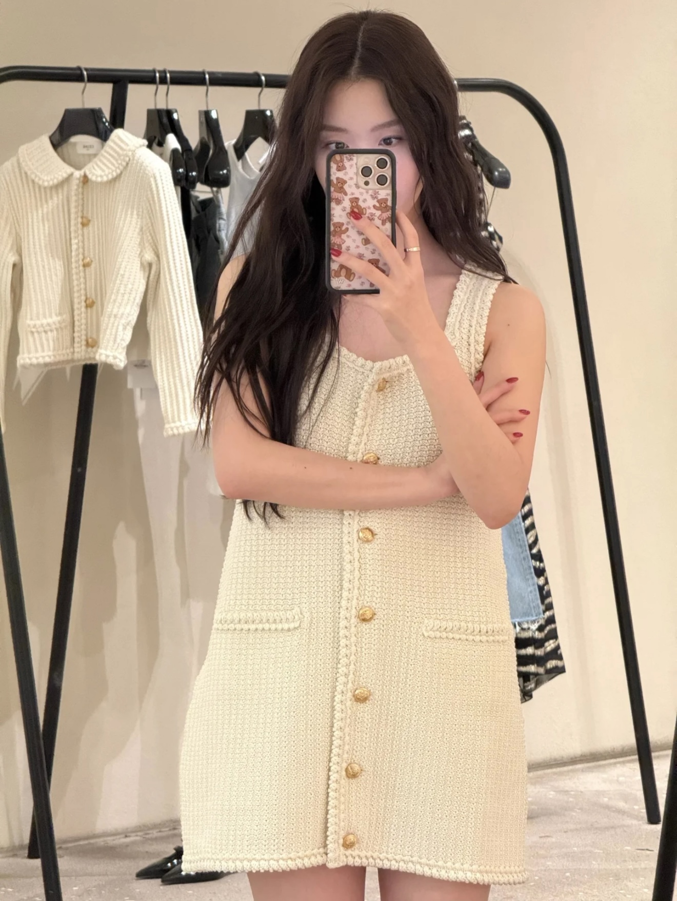 NO:417468,[Love] New [Love]!  Latest CE 25NEW Metal Button Thick Needle Knitted Vest Cardigan Dress. Size SML..,,skirts,alexander wang19860909[爱心]新款[爱心]！最新CE 25NEW 金属钮扣粗针编织背心开衫连衣裙.尺码SML..,,skirts,alexander wang,Women's clothing