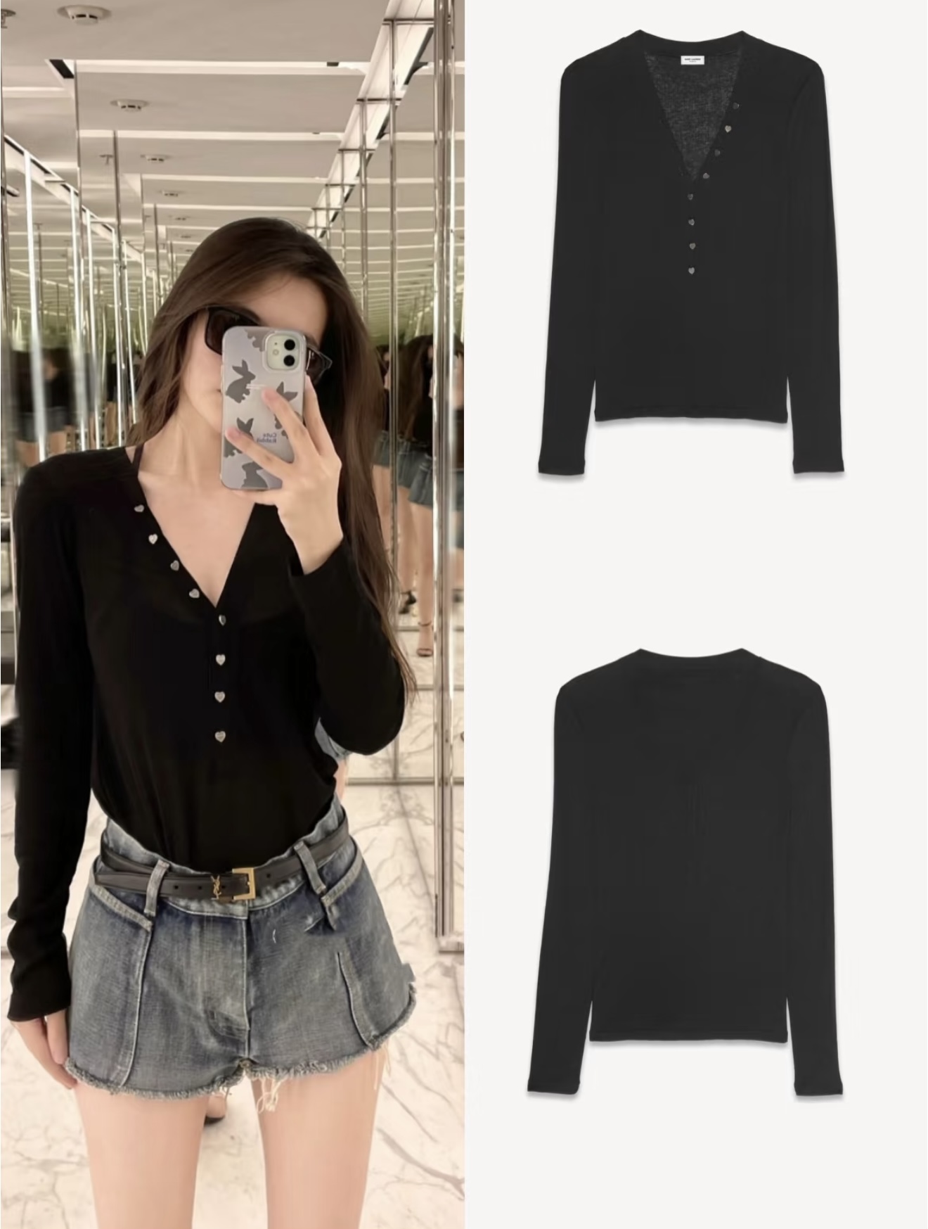 NO:423579,[Love] New [Love]!  Latest SLP 25NEW V-neck Love Button Base Shirt. Size SML.., loro piana, alexander wang19860909[爱心]新款[爱心]！最新SLP 25NEW V领爱心钮扣打底衫.尺码SML..,,loro piana,alexander wang,Women's clothing