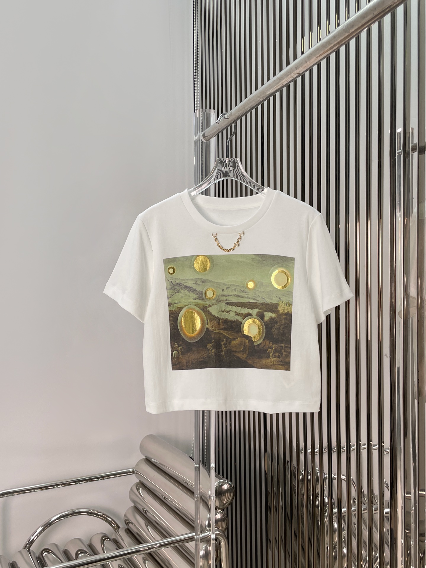 NO:423651,[Love] New [Love]!  Latest L 25NEW Metal Chain Hotstitch Printed T-Shirt. Size SML.., tees, t-shirt, alexander wang19860909[爱心]新款[爱心]！最新L 25NEW 金属链条烫金印花T恤.尺码SML..,,tees，t-shirt,alexander wang,Women's clothing