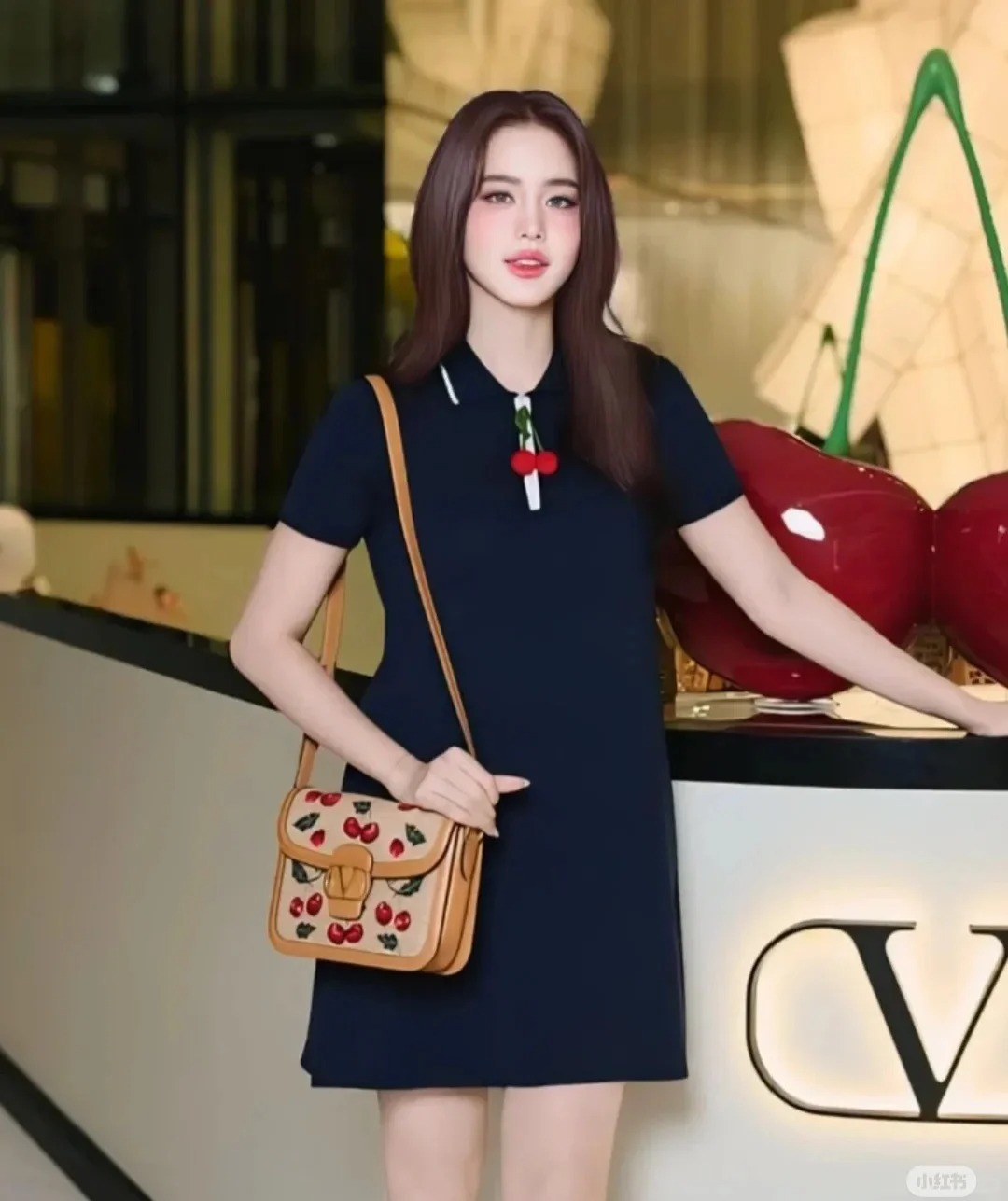 NO:439467,[Love] New [Love]!  Latest VA 25NEW Cherry Decorative Knitted Short Sleeve Lapel Dress. Size SML..., Skirts, T-shirt, alexander wang19860909[爱心]新款[爱心]！最新VA 25NEW 樱桃装饰针织短袖翻领连衣裙.尺码SML..,,skirts,T-shirt,alexander wang,Women's clothing