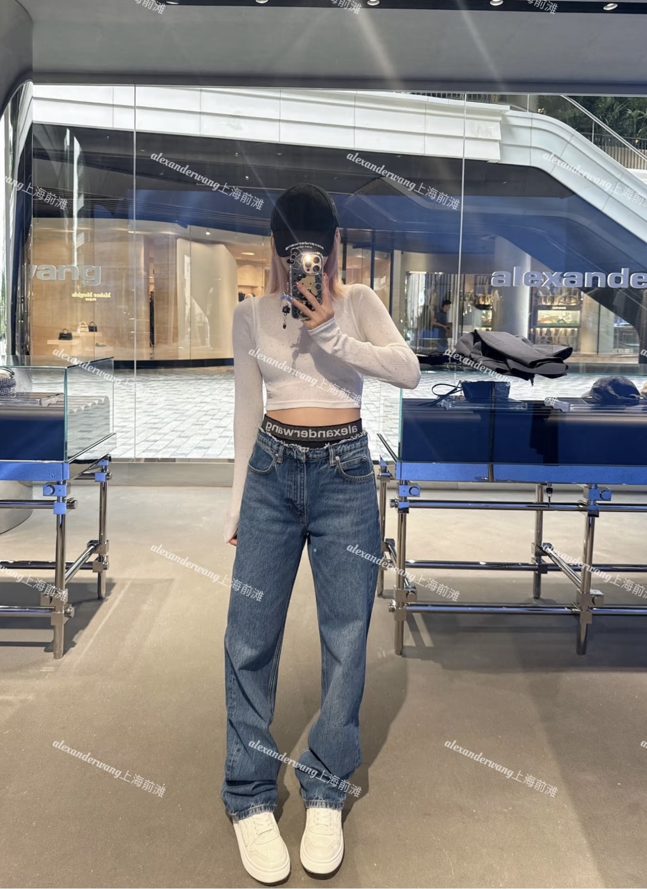 NO:456581,[Love] New [Love]!  Latest AW 25NEW Letter LOGO Double Waist Jeans. Size SML., ., jeans, alexander wang19860909[爱心]新款[爱心]！最新AW 25NEW 字母LOGO双腰头牛仔裤.尺码SML. .,,jeans,alexander wang,Women's clothing