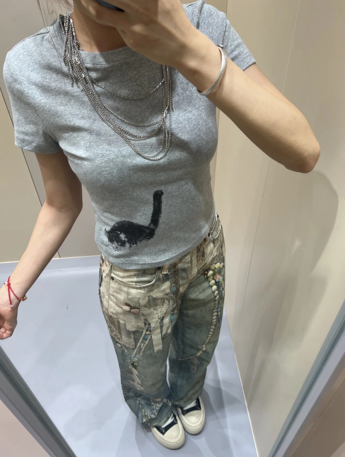 NO:464716,[Love] New [Love]!  Latest 25NEW Kitten Necklace T-shirt. Size SML.P, tees, t-shirt,necklace,alexander wang19860909[爱心]新款[爱心]！最新 25NEW 小猫项链T恤.尺码SML.P,,tees，t-shirt,necklace,alexander wang,Women's clothing