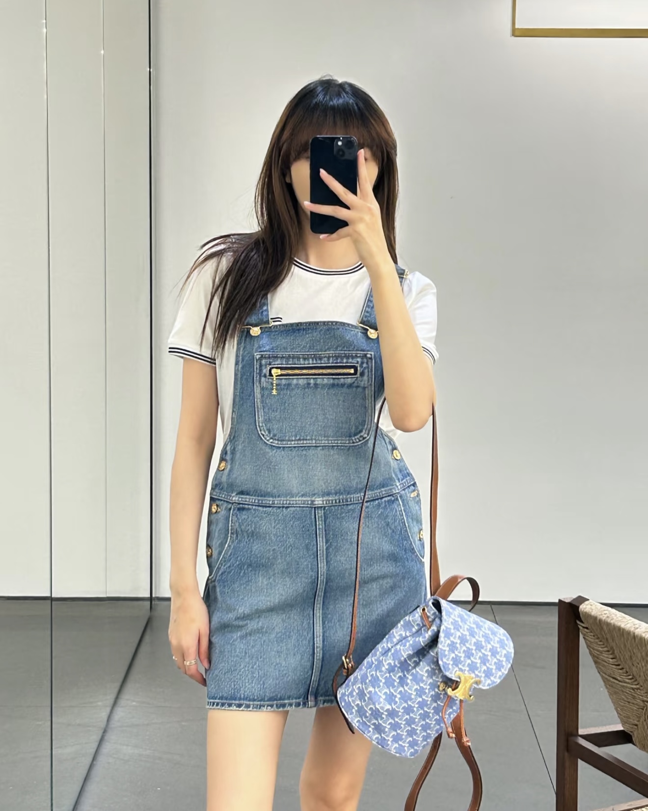 NO:464700,Love] New style [love]!  Latest CE 25NEW Arc de Triomphe wash water used denim strap skirt. Size SML.P, skirts, alexander wang19860909爱心]新款[爱心]！最新CE 25NEW 凯旋门洗水做旧牛仔背带裙.尺码SML.P,,skirts,alexander wang,Women's clothing