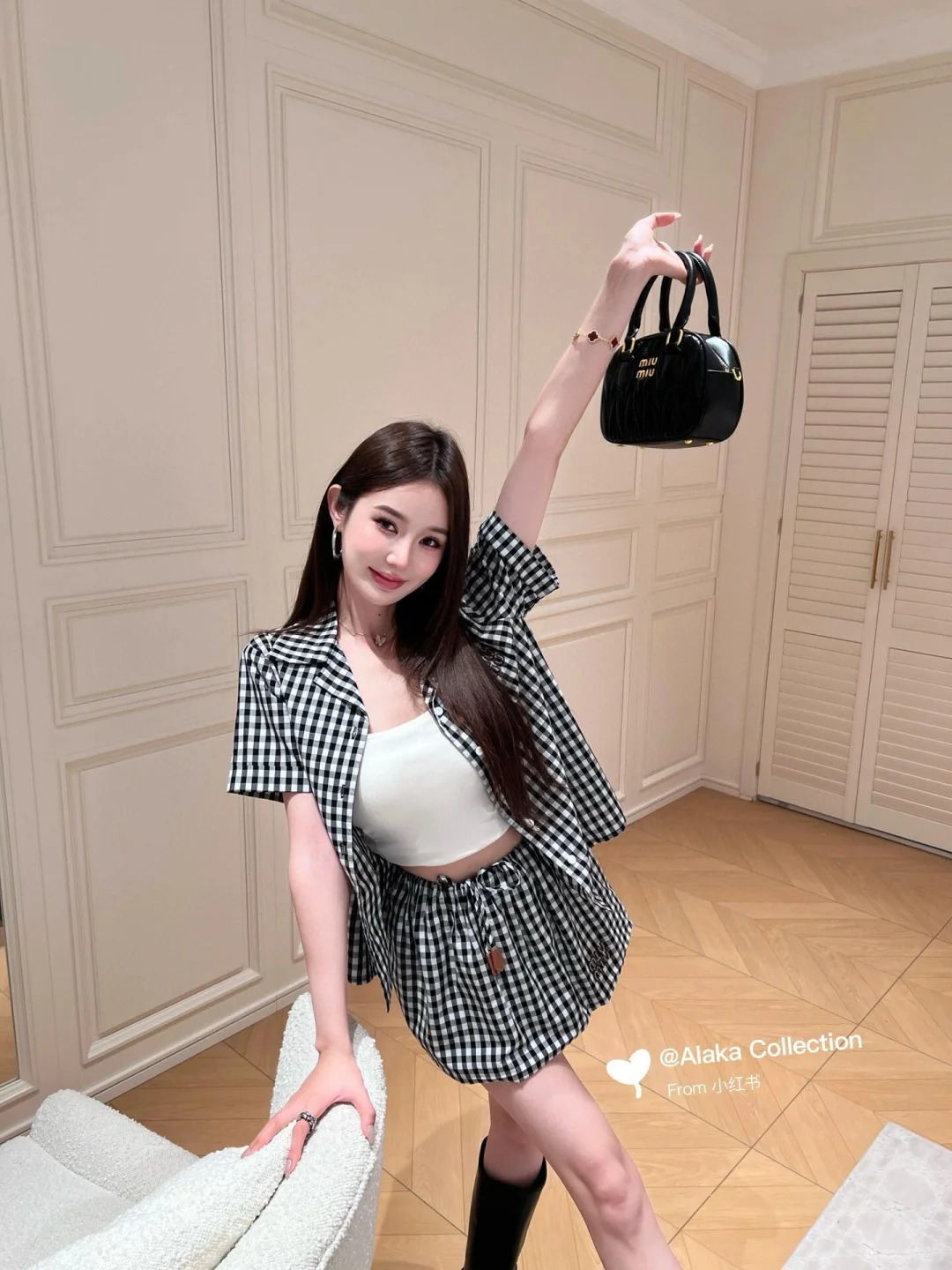 NO:472194,Shirt, skirt. [Love] New style [Love]!  Latest MIU 25NEW plaid short-sleeved shirt + plaid bubble skirt. Size SML.,,miumiu,skirts,shirts,T-shirt,alexander wang19860909衬衫.半裙.[爱心]新款[爱心]！最新MIU 25NEW 格纹短袖衬衫+格纹泡泡裙.尺码SML.,,miumiu,skirts,shirts,T-shirt,alexander wang,Women's clothing