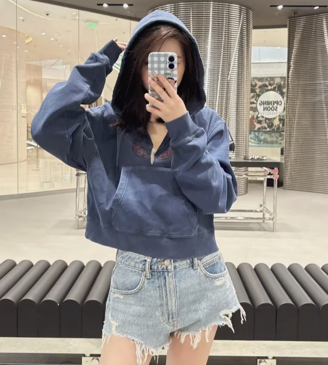 NO:475630,[Love] New [Love]!  Latest AW 25NEW Wing Print Aged Hooded V-neck Sweatshirts. Size SML., hoodie, sweatshirts, hats, alexander wang19860909[爱心]新款[爱心]！最新AW 25NEW 翅膀印花做旧连帽V领卫衣.尺码SML.,,hoodie,sweatshirts,hats,alexander wang,Women's clothing